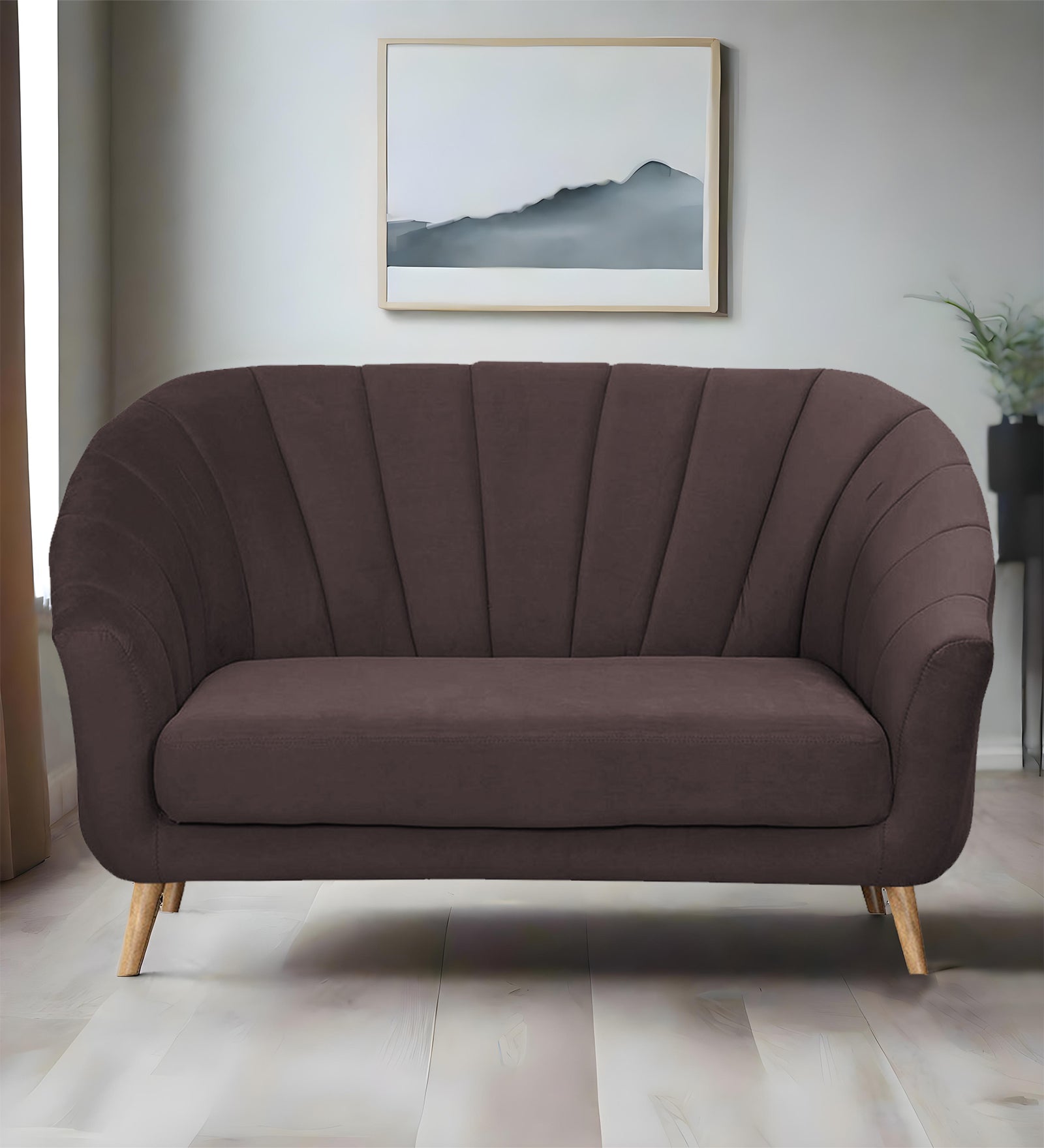 Kaylee Velvet 2 Seater Sofa In Mocha Brown Colour - Febonic Living