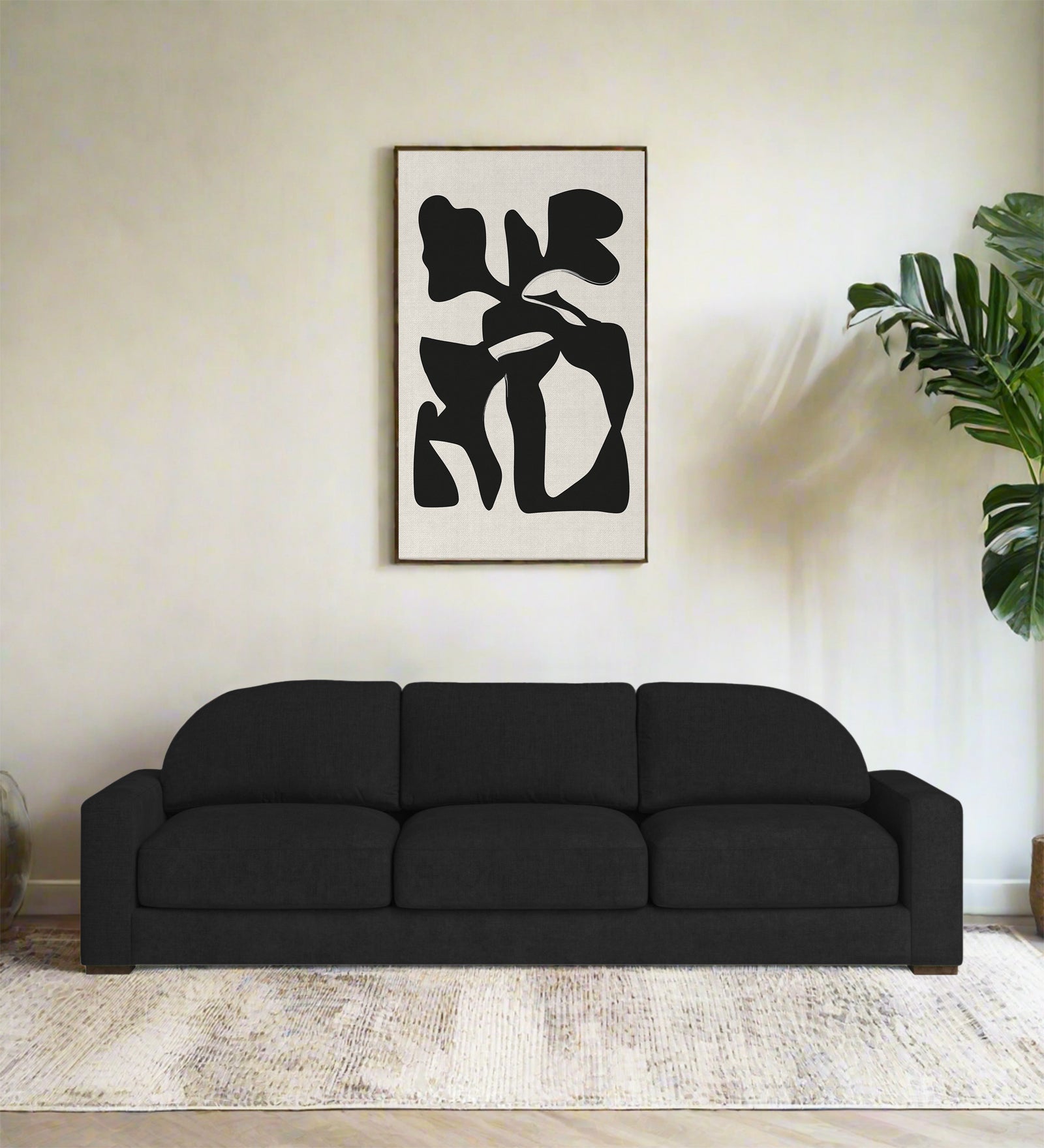 Dara Fabric 3 Seater Sofa In Zed Black Colour - Febonic Living
