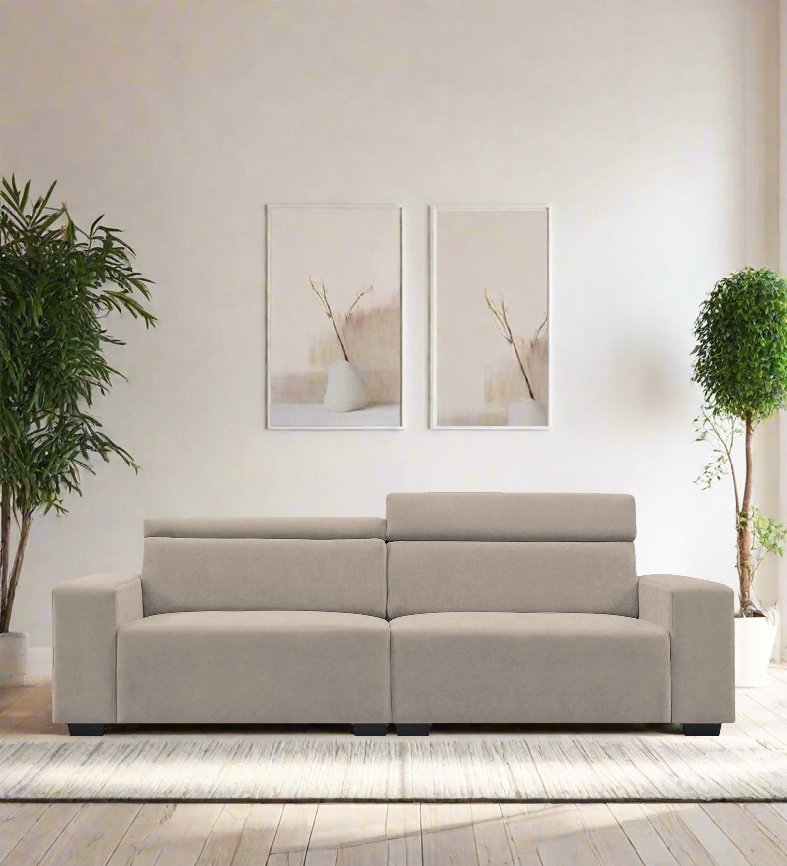 Hiro Fabric 3 Seater Sofa In Oat-Beige Colour - Febonic Living