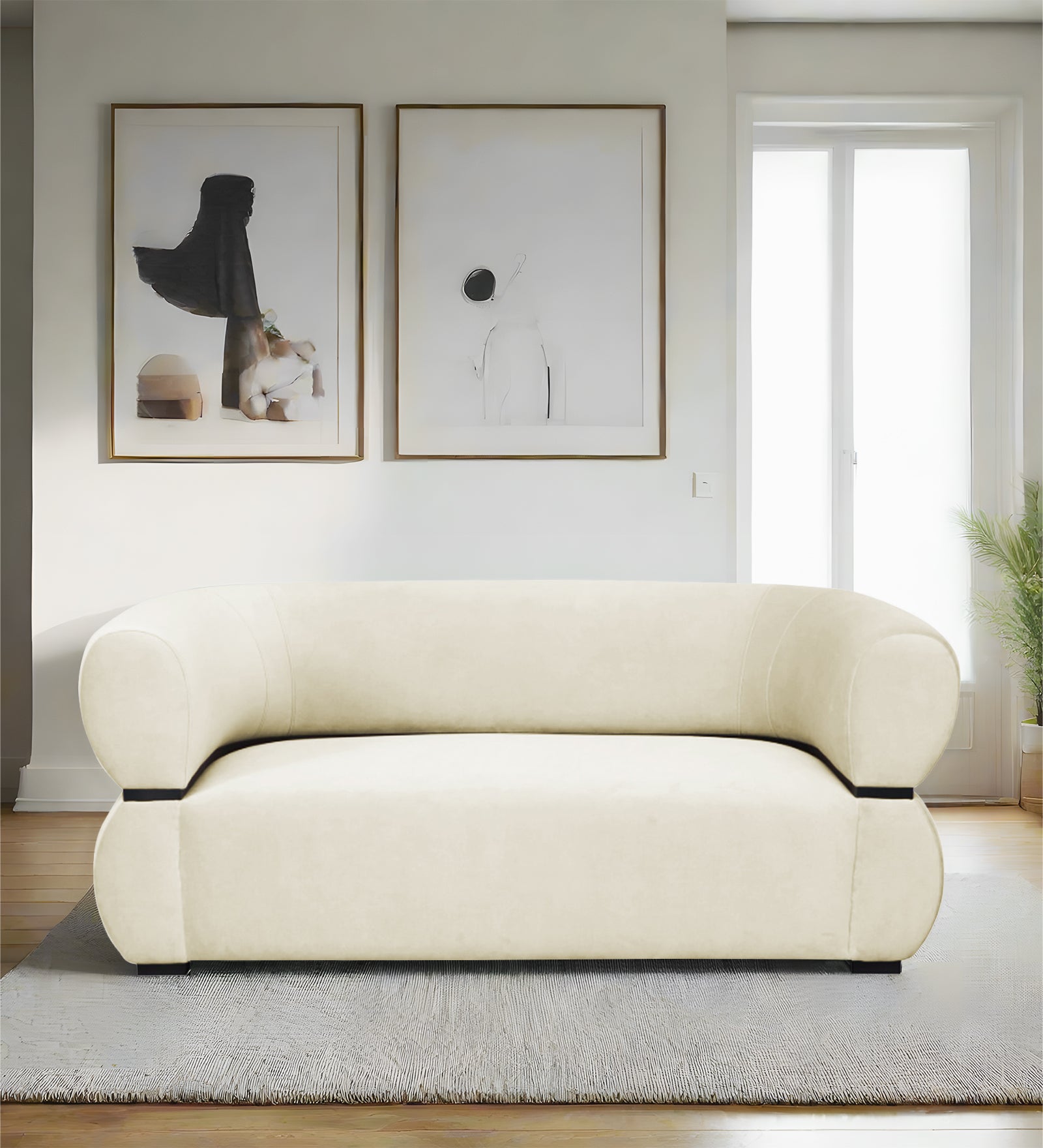 Kula Velvet 2 Seater Sofa In Warm white Colour - Febonic Living