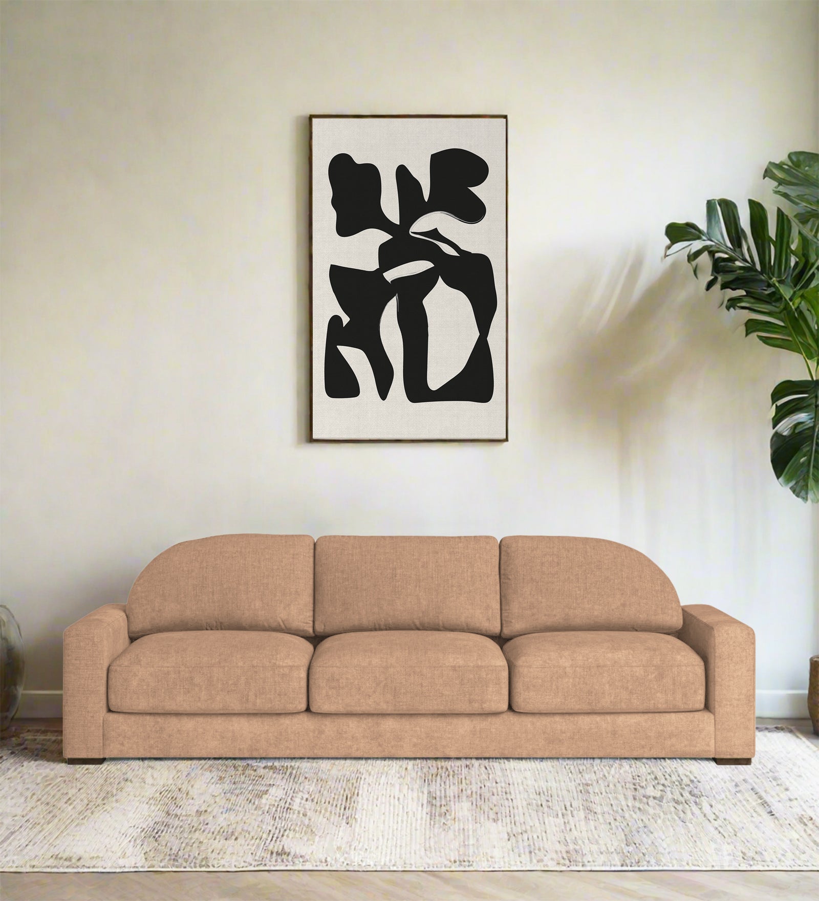 Dara Fabric 3 Seater Sofa In Cosmic Beige Colour