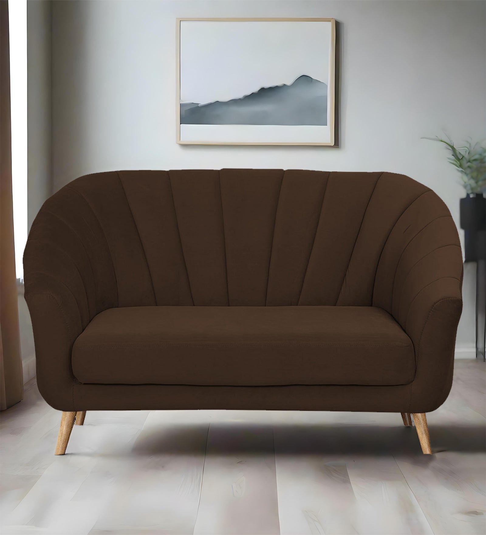 Kaylee Velvet 2 Seater Sofa In Chocolate Brown Colour - Febonic Living