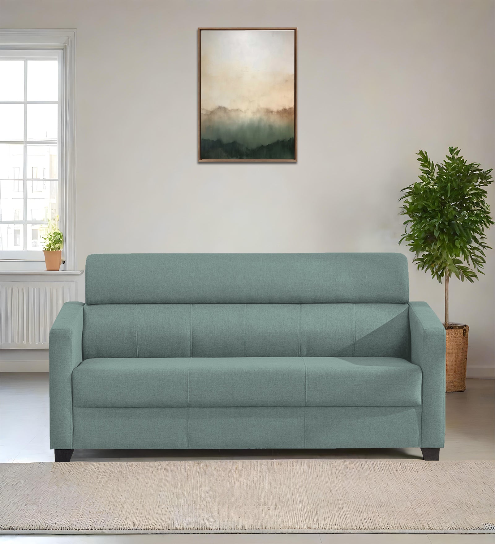 Devo Fabric 3 Seater Sofa In Suka Blue Colour - Febonic Living