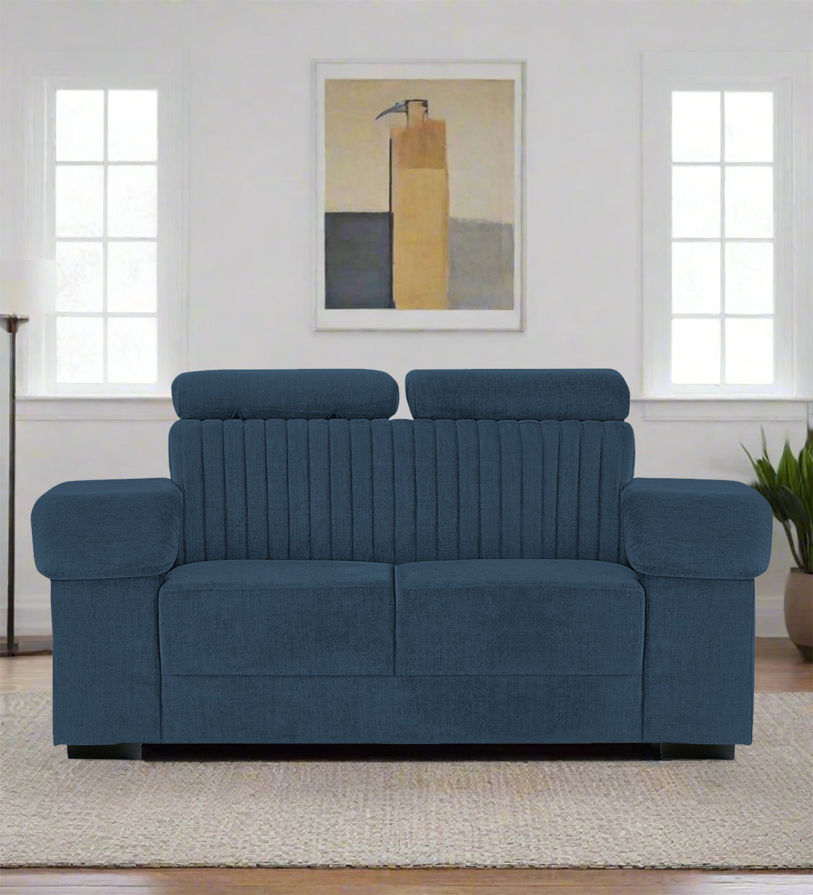 Draco Fabric 2 Seater Sofa In Light Blue Colour - Febonic Living