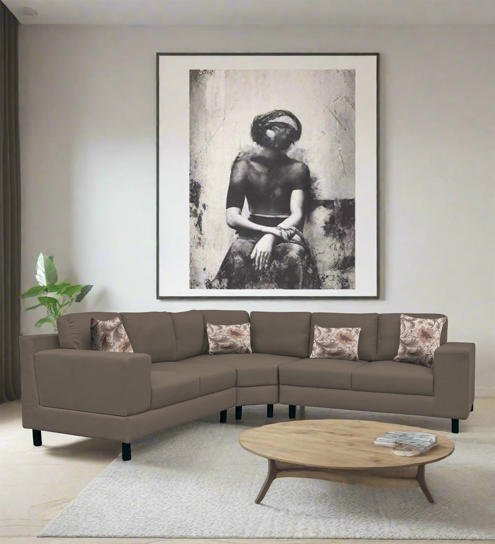 Betty Fabric 6 Seater LHS Corner sofa In Hazel Beige Colour - Febonic Living