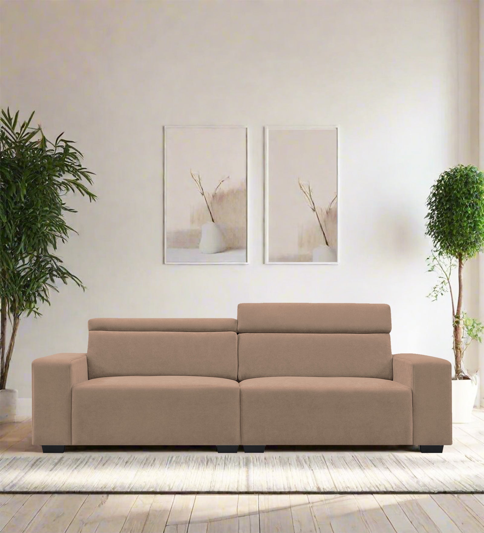 Hiro Fabric 3 Seater Sofa In wheat Beige Colour - Febonic Living