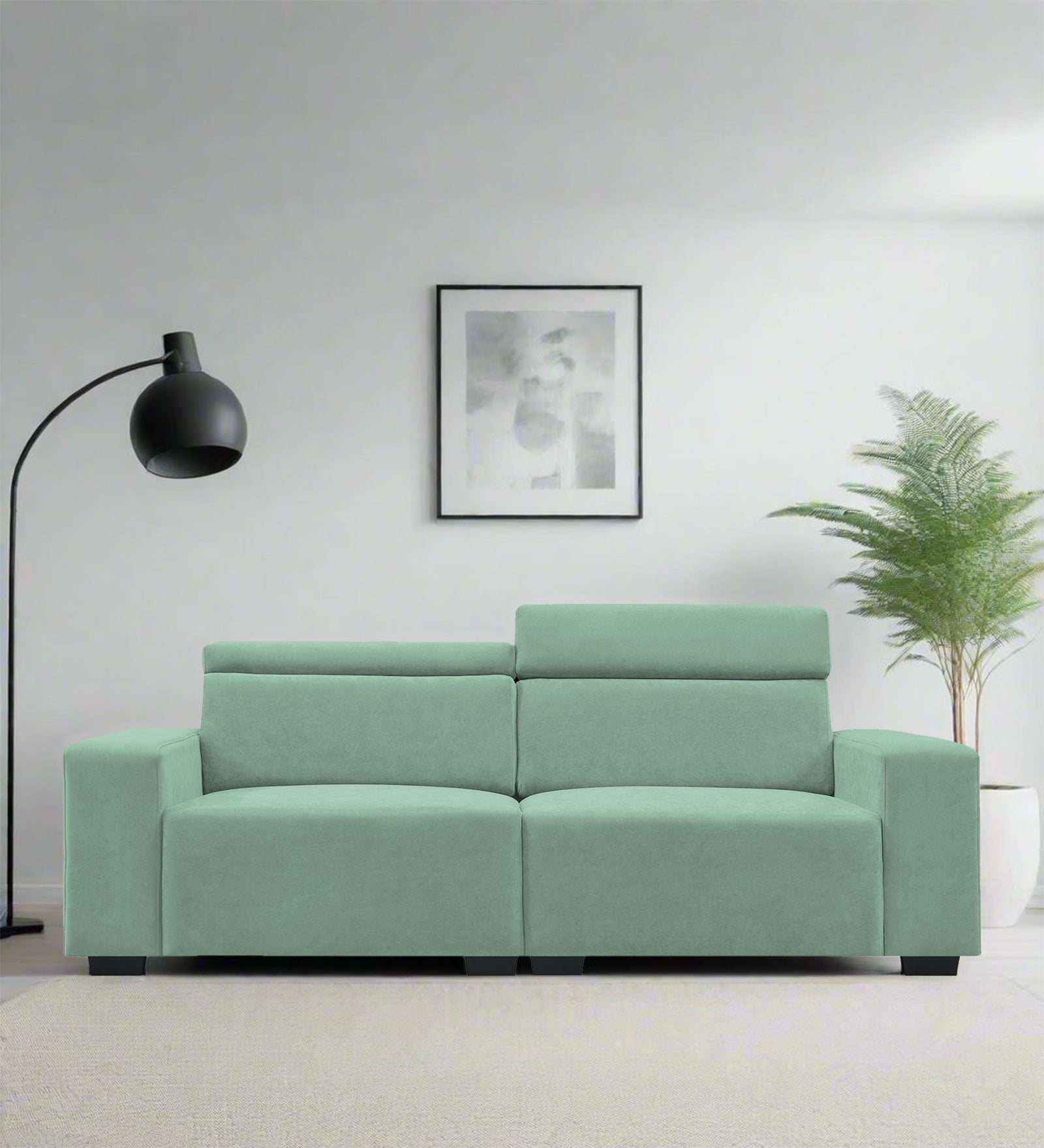 Hiro Fabric 2 Seater Sofa In Mist Blue Colour - Febonic Living