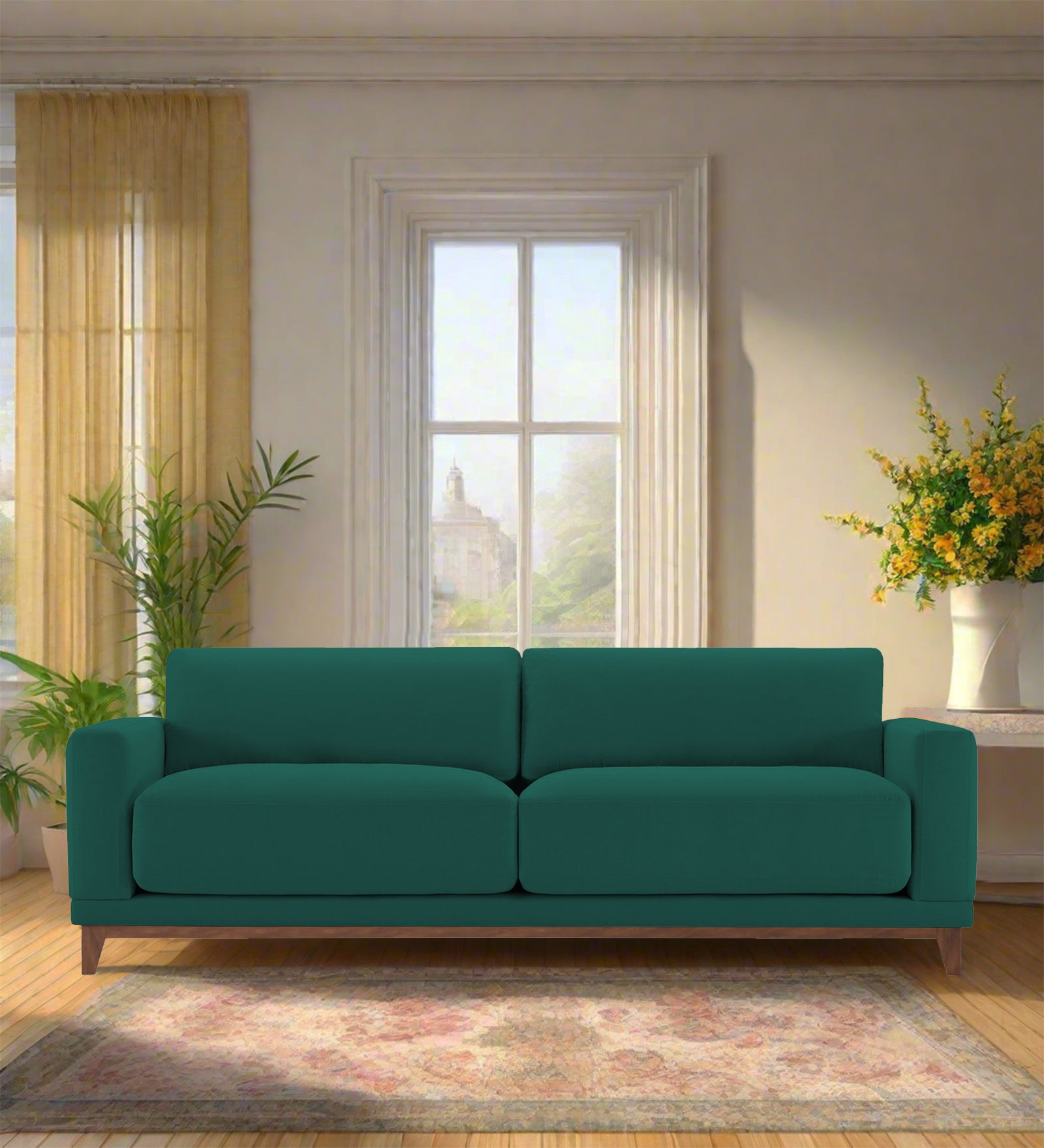 Esha Fabric 3 Seater Sofa In Sage Green Colour - Febonic Living