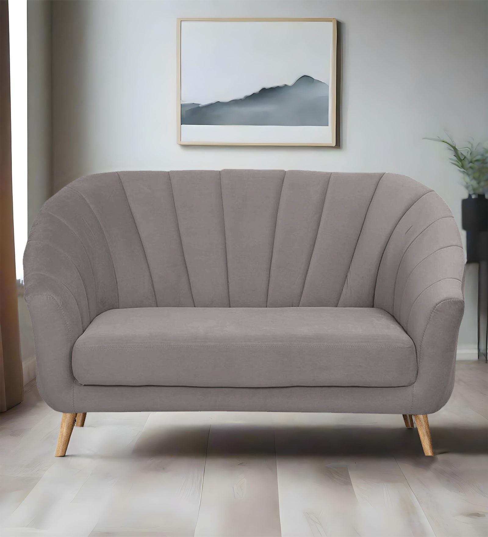 Kaylee Velvet 2 Seater Sofa In Pearl Grey Colour - Febonic Living