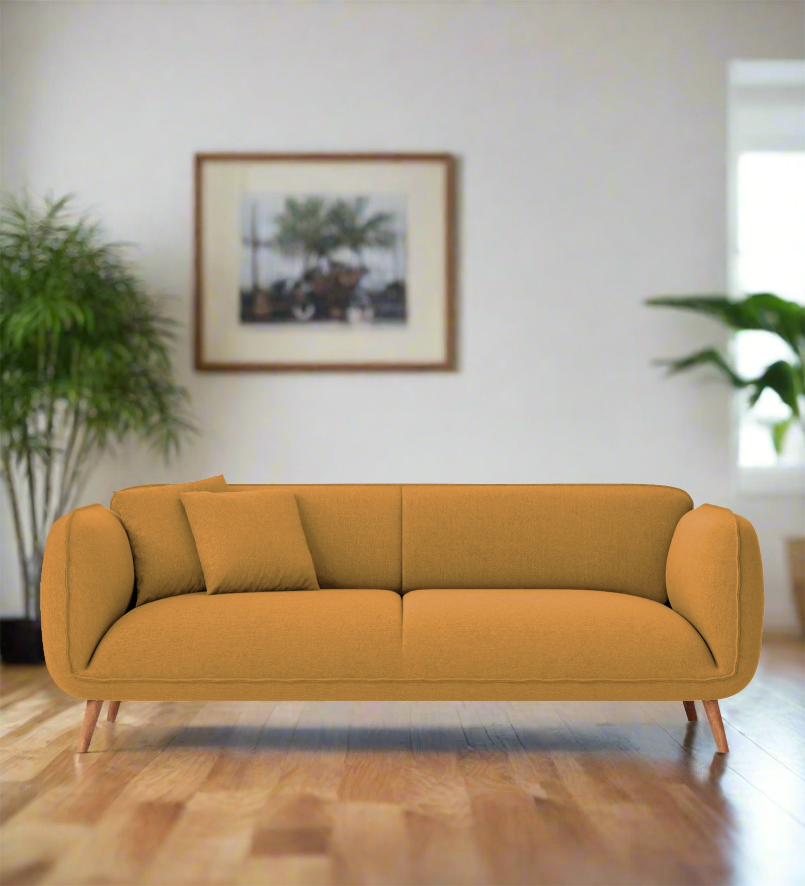 Zia Fabric 3 Seater Sofa In Corn Yellow Colour - Febonic Living