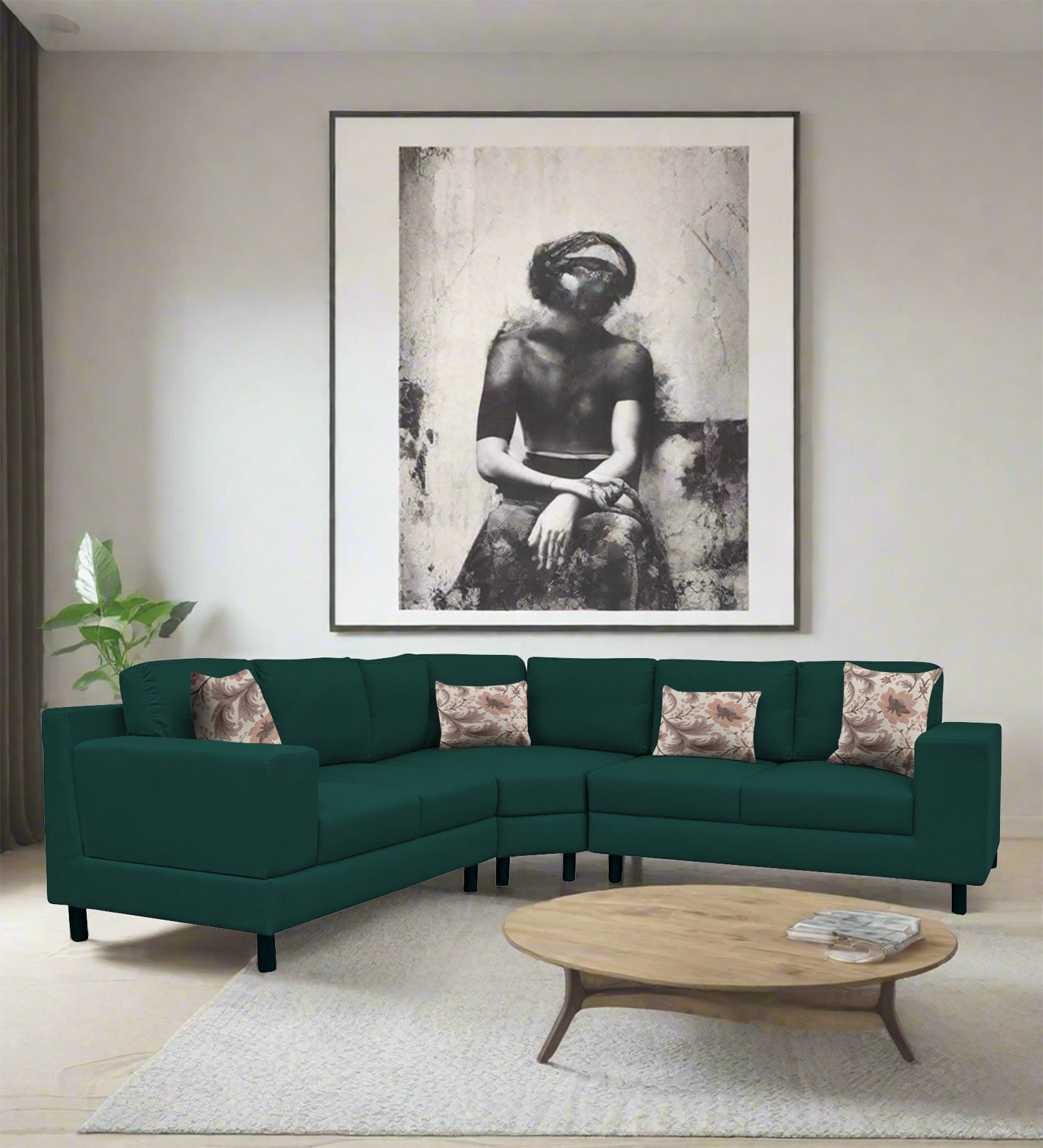 Betty Fabric 6 Seater LHS Corner sofa In Sage Green Colour - Febonic Living