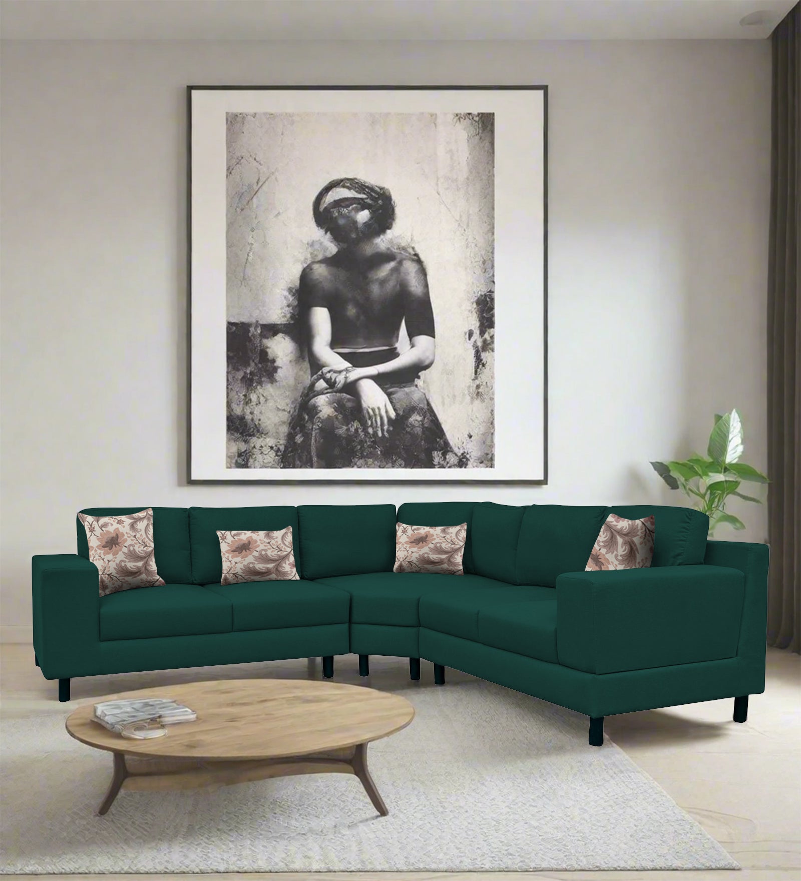 Betty Fabric 6 Seater RHS Corner Sofa In Sage Green Colour - Febonic Living