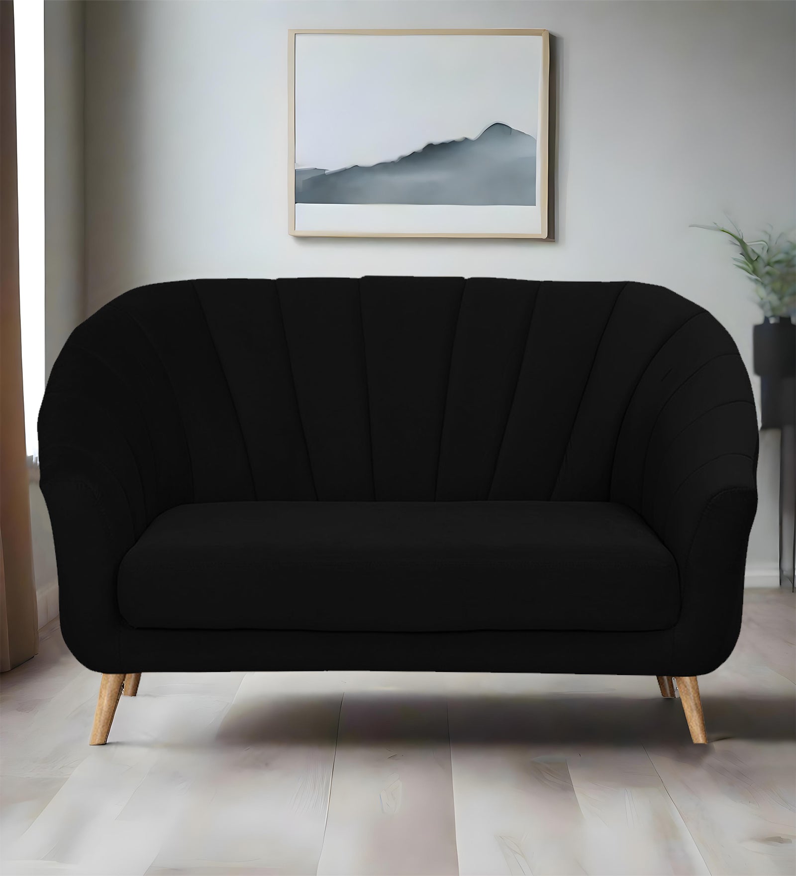 Kaylee Velvet 2 Seater Sofa In Adam Black Colour - Febonic Living
