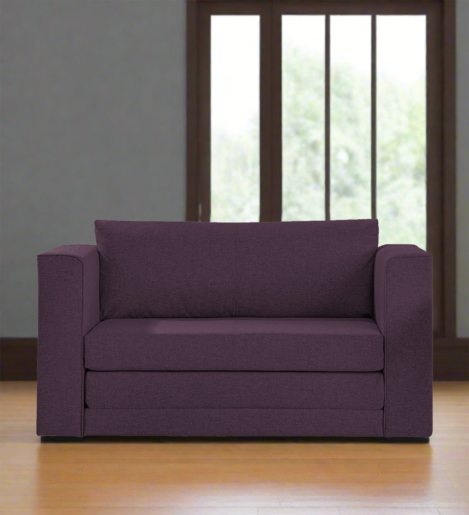 Kenia Fabric 2 Seater Foldable Sofa Cum Bed In Greek Purple Colour - Febonic Living