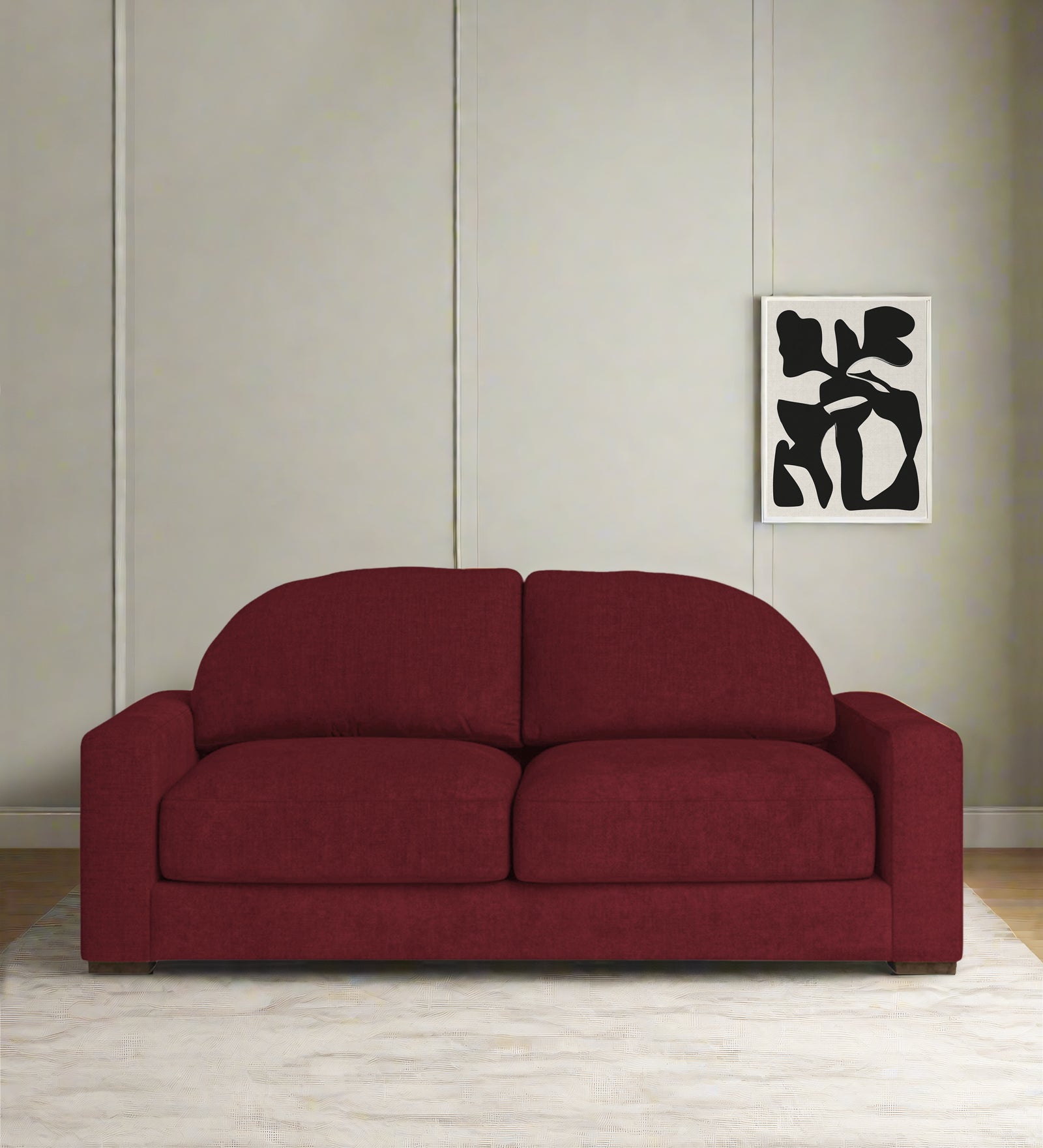Dara Fabric 2 Seater Sofa In Blood Maroon Colour - Febonic Living
