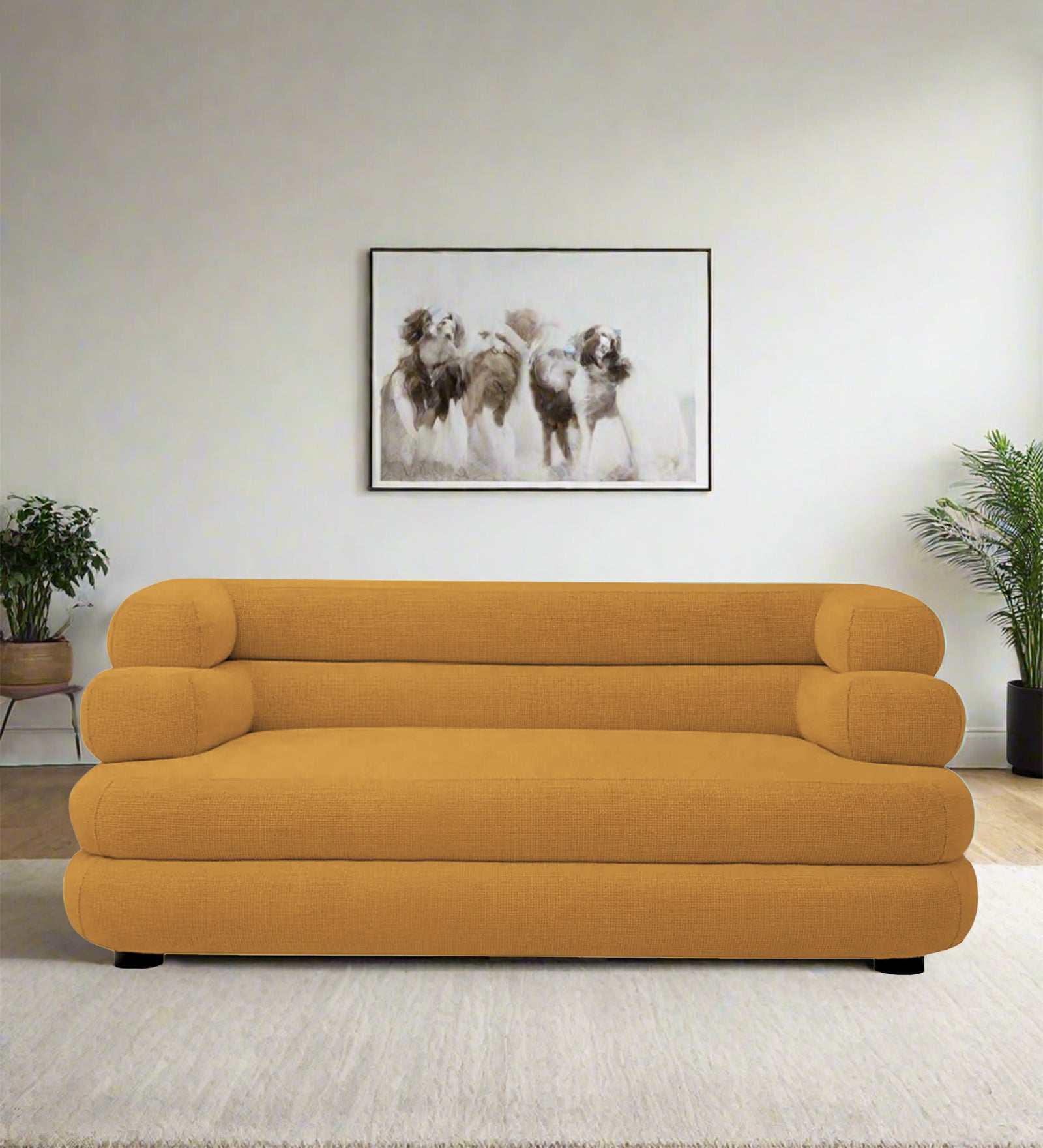Wener Fabric 2 Seater Sofa In Corn Yellow Colour - Febonic Living