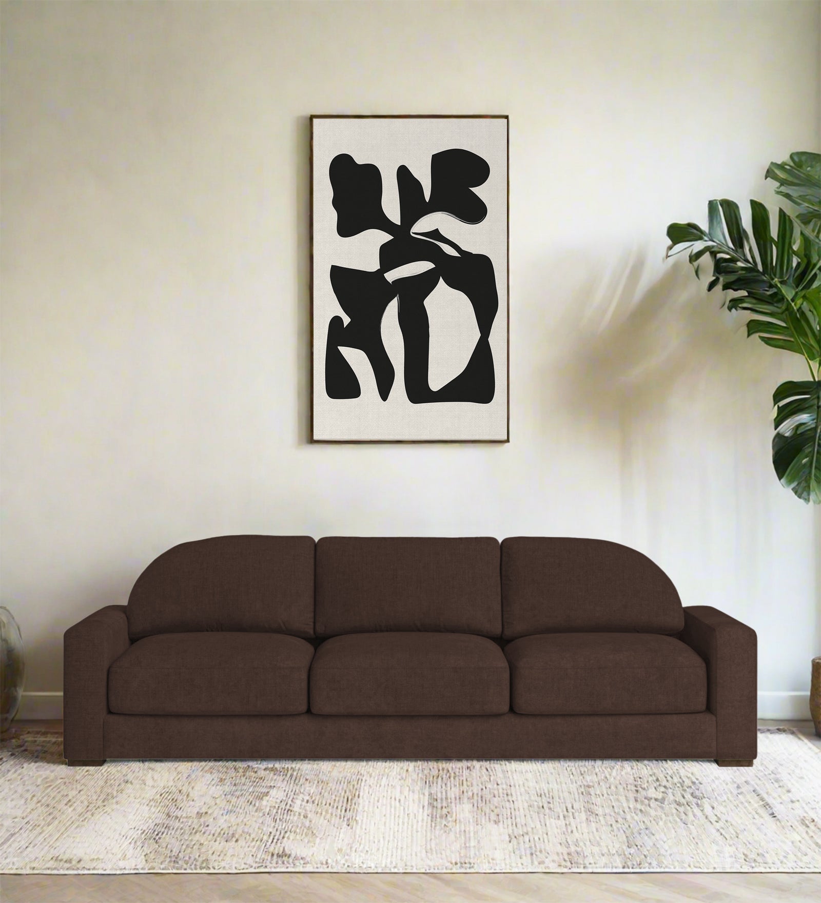 Dara Fabric 3 Seater Sofa In Coffee Brown Colour