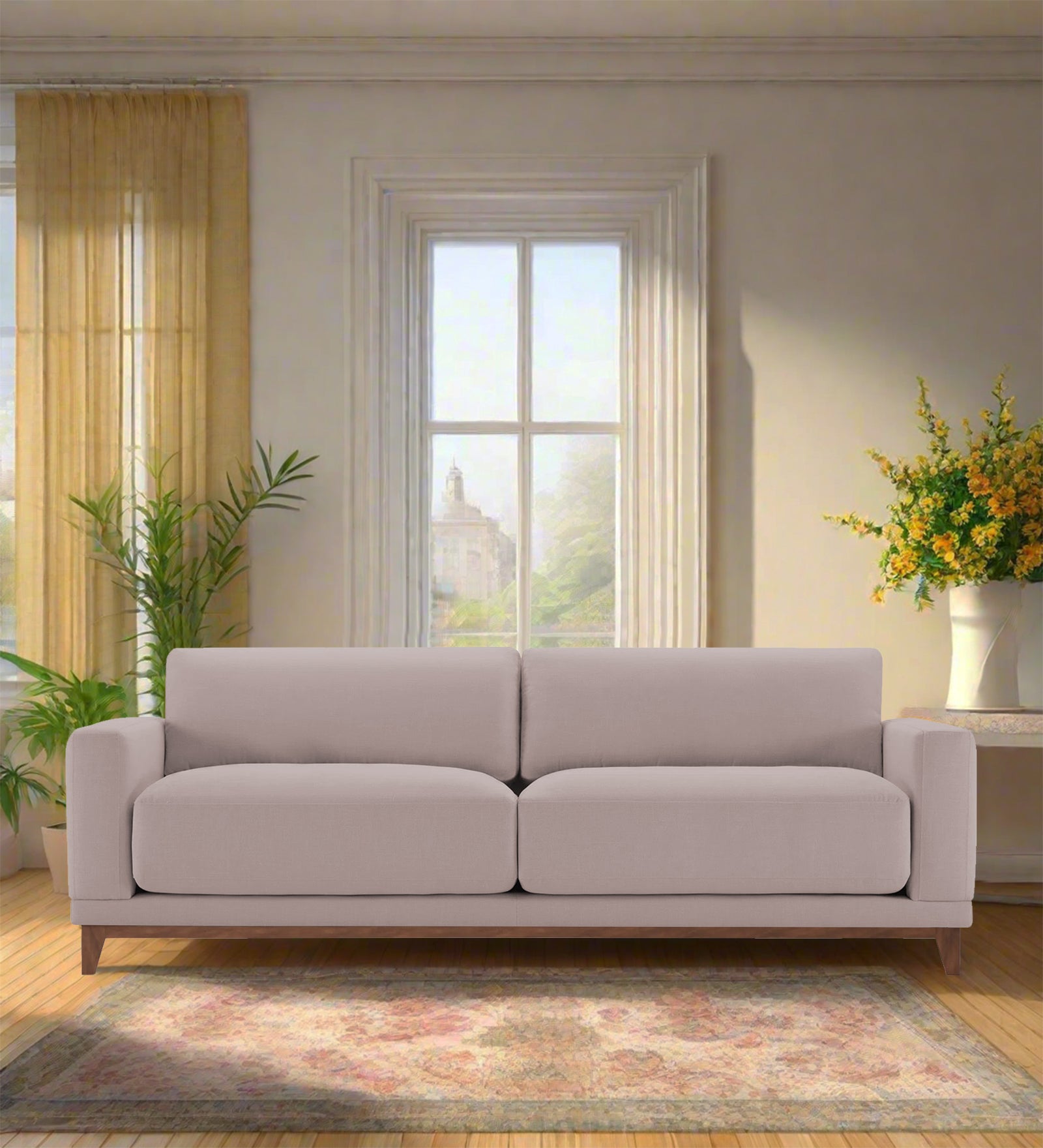 Esha Fabric 3 Seater Sofa In Almond Beige Colour - Febonic Living