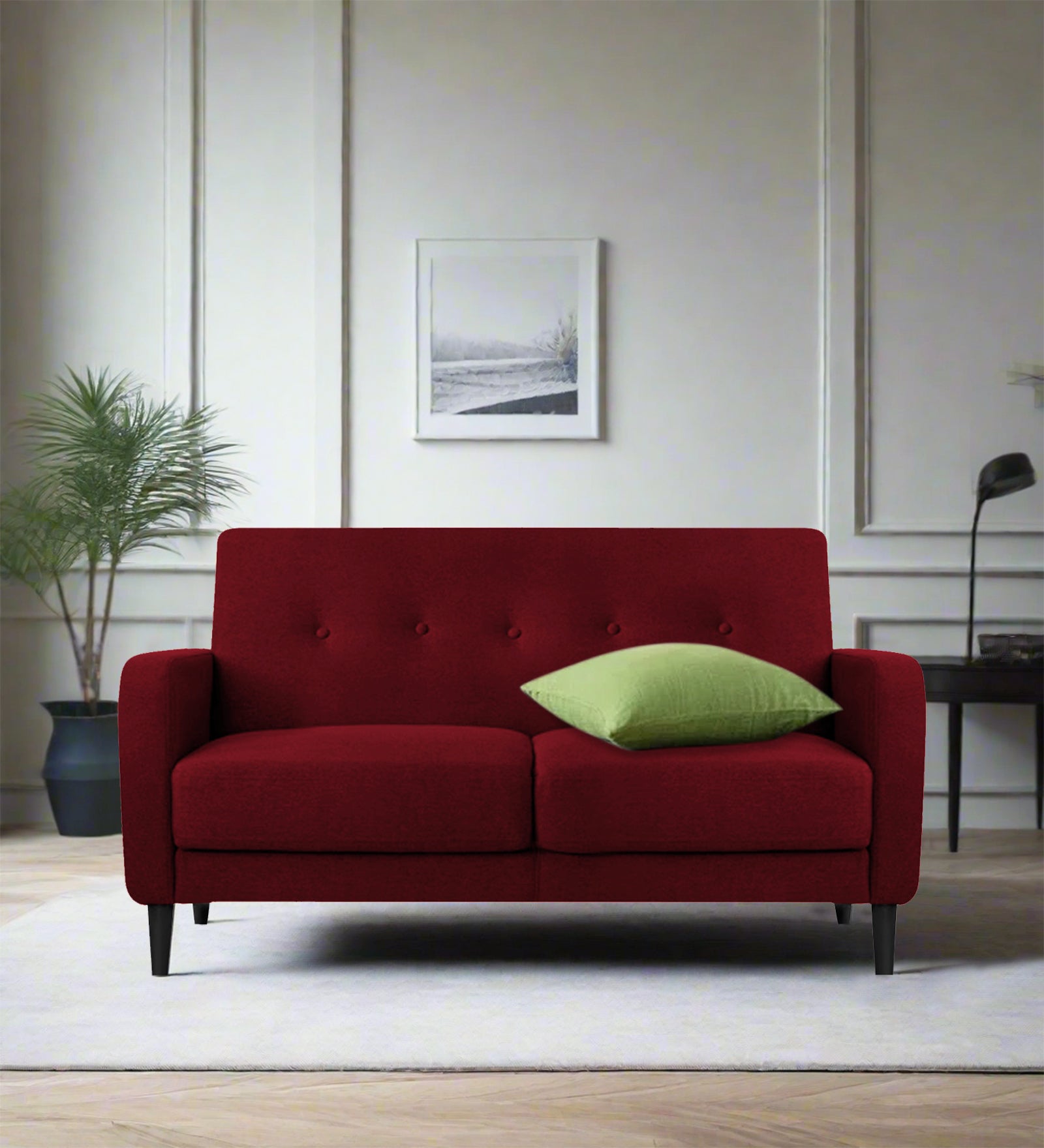 Marq Fabric 2 Seater Sofa in Ruby Red Colour