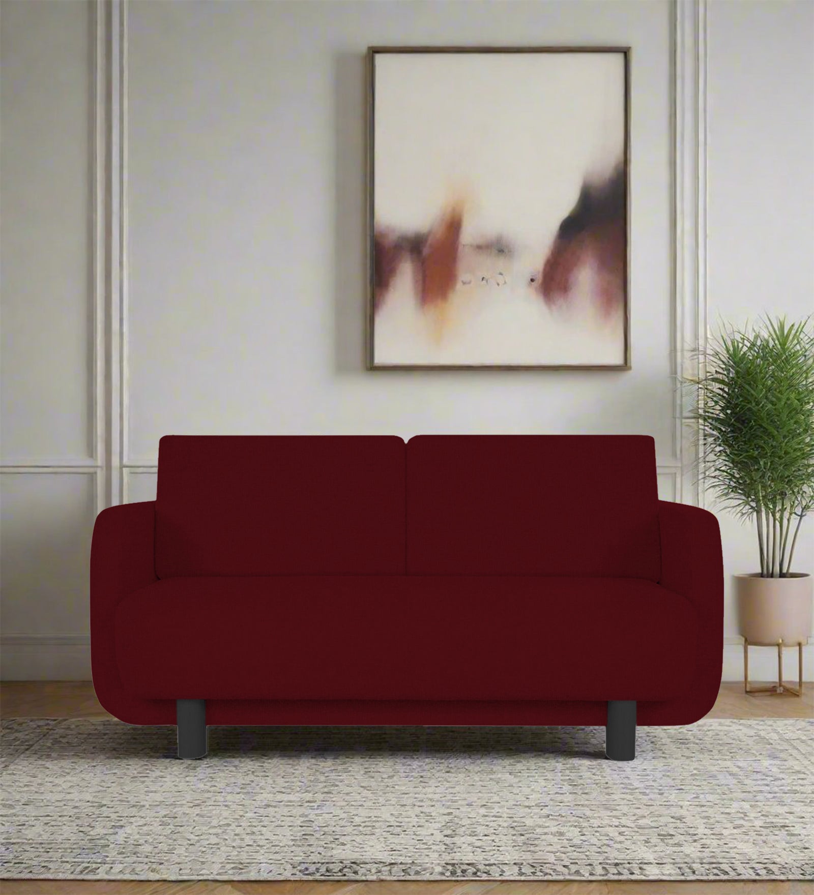 Varu Fabric 2 Seater Sofa In Ruby Red Colour - Febonic Living