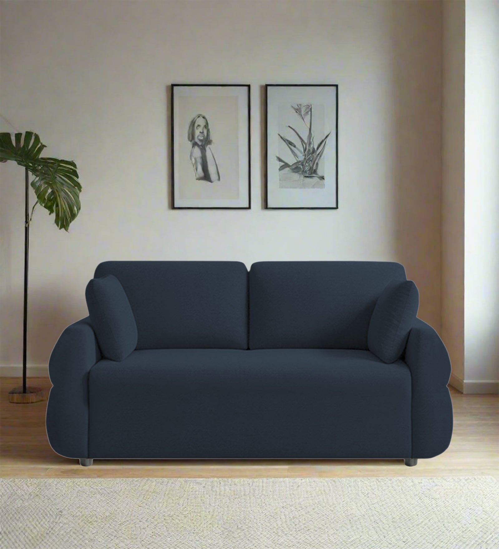 Jack Fabric 2 Seater Sofa In Denim Blue Colour - Febonic Living