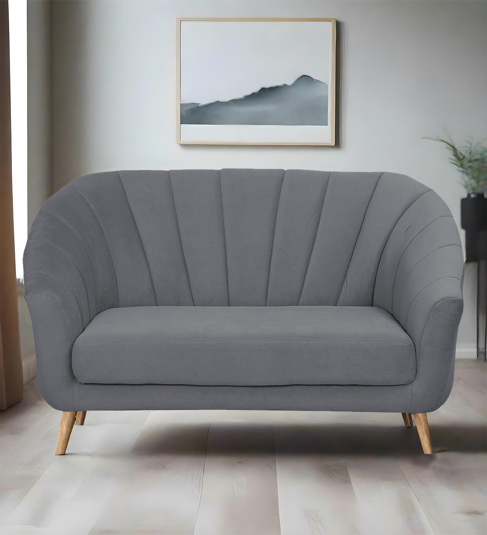 Kaylee Velvet 2 Seater Sofa In Pubble Grey Colour - Febonic Living