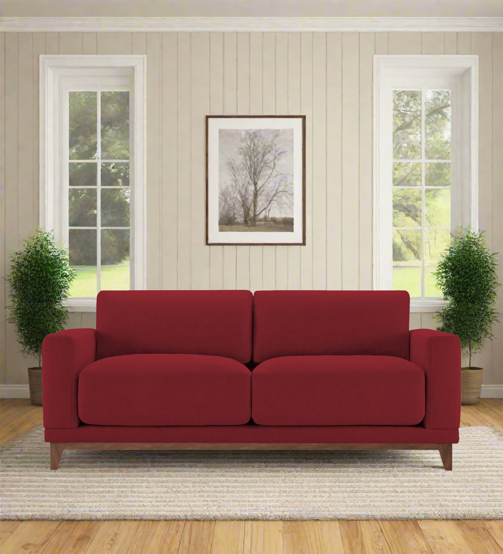 Esha Fabric 2 Seater Sofa In Chilli Red Colour - Febonic Living