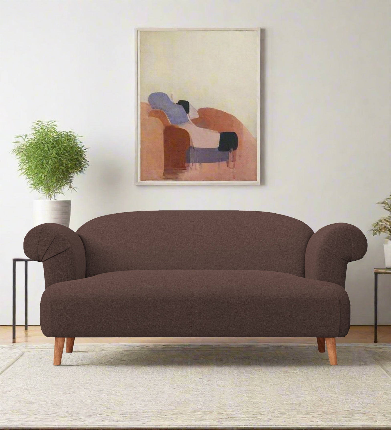 Barber Fabric 2 Seater Sofa In Caramel Brown Colour - Febonic Living