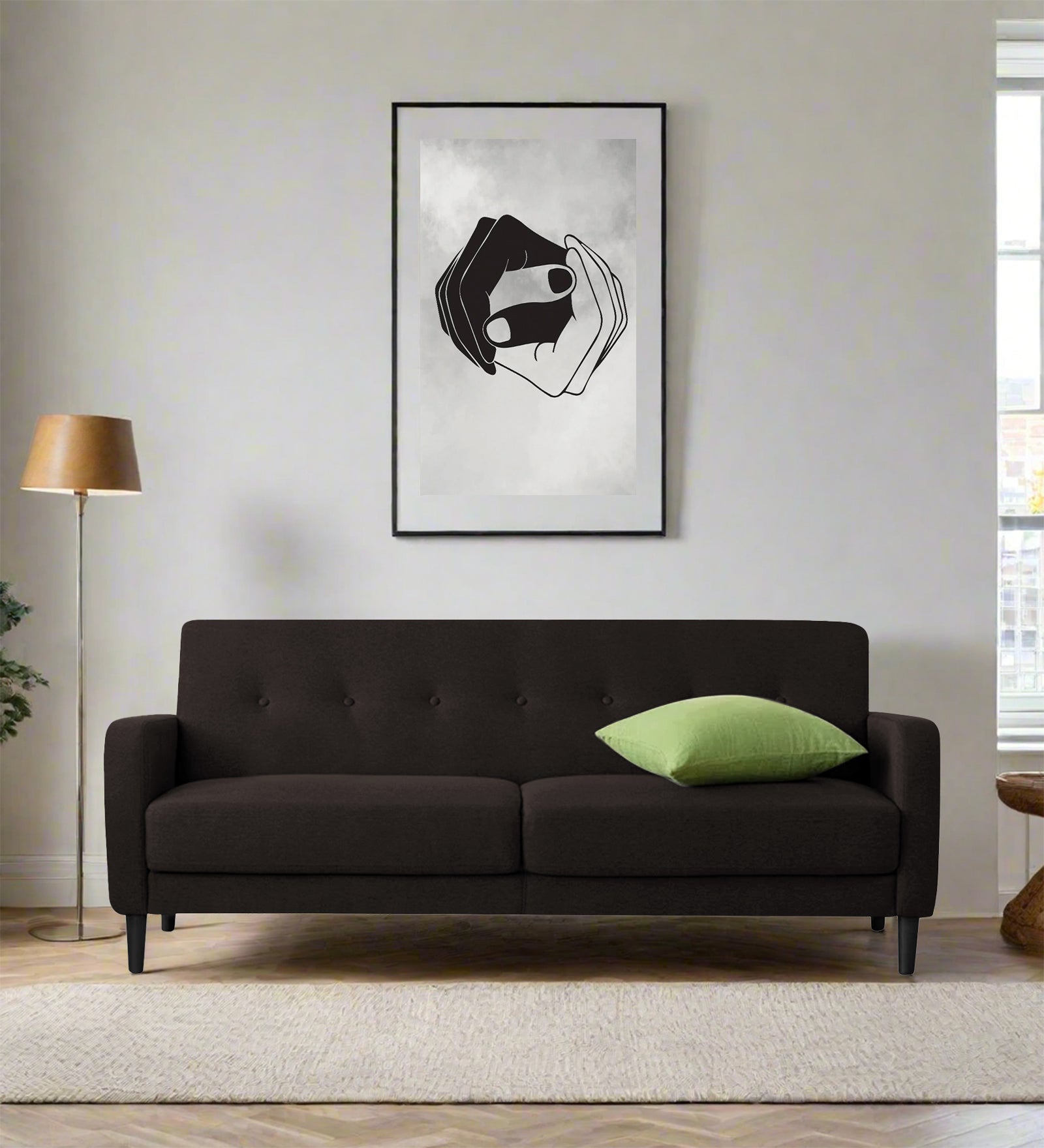 Marq Fabric 3 Seater Sofa In Cara Brown Colour - Febonic Living