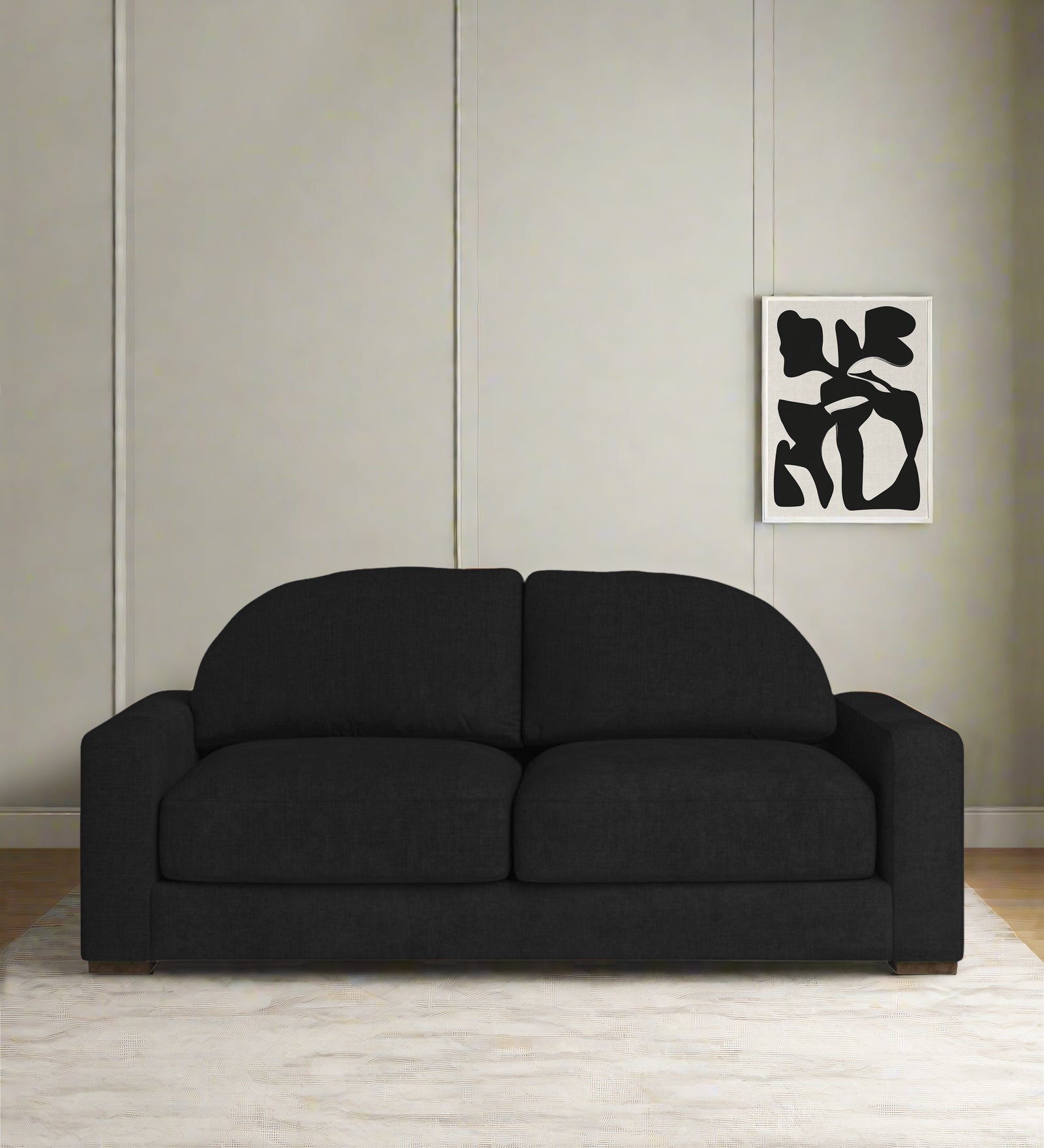 Dara Fabric 2 Seater Sofa In Zed Black Colour - Febonic Living