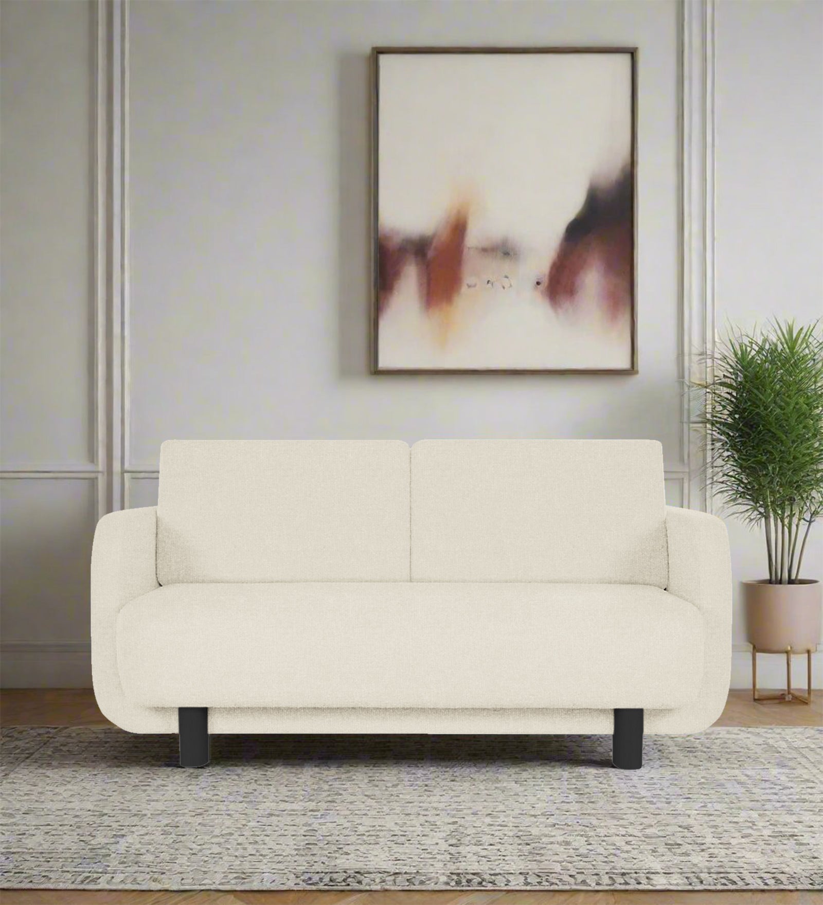 Varu Fabric 2 Seater Sofa In Ivory Cream Colour - Febonic Living