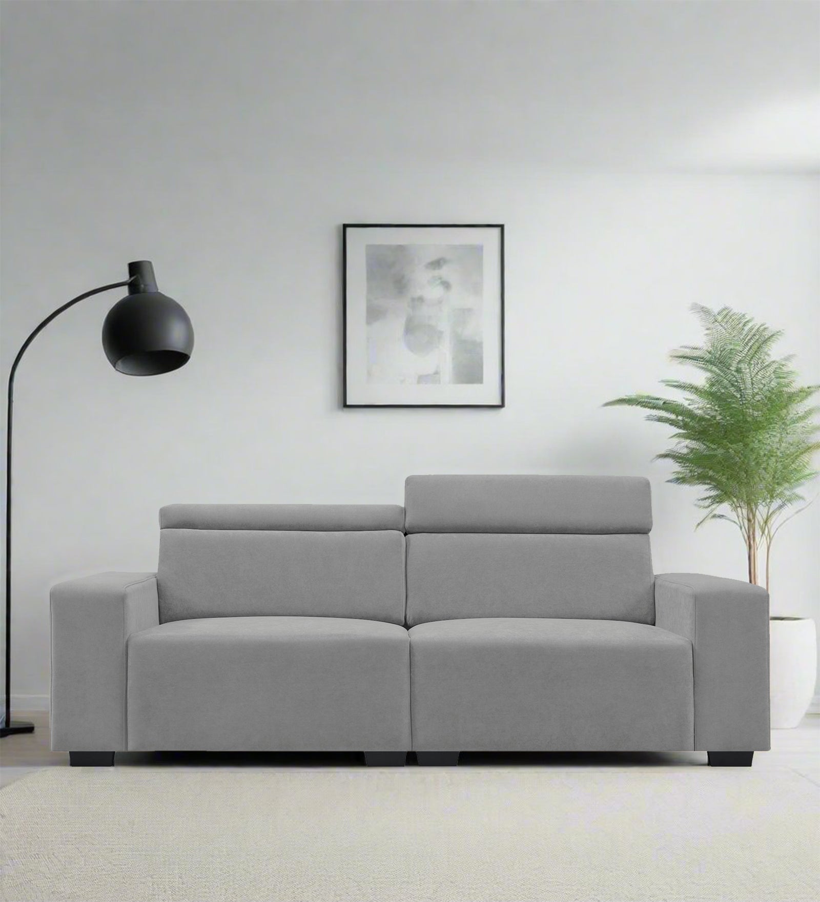 Hiro Fabric 2 Seater Sofa In Smoke Grey Colour - Febonic Living