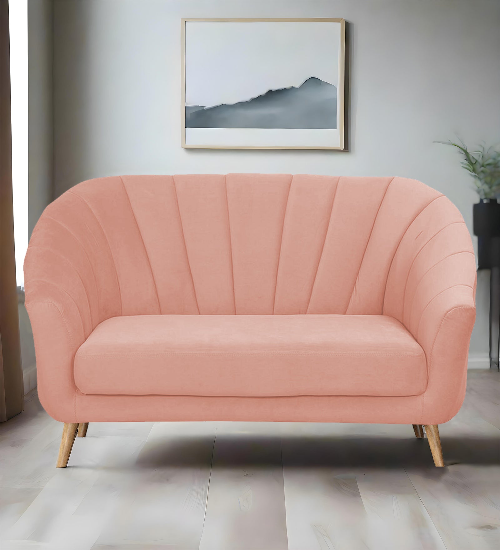 Kaylee Velvet 2 Seater Sofa In Blush Pink Colour - Febonic Living