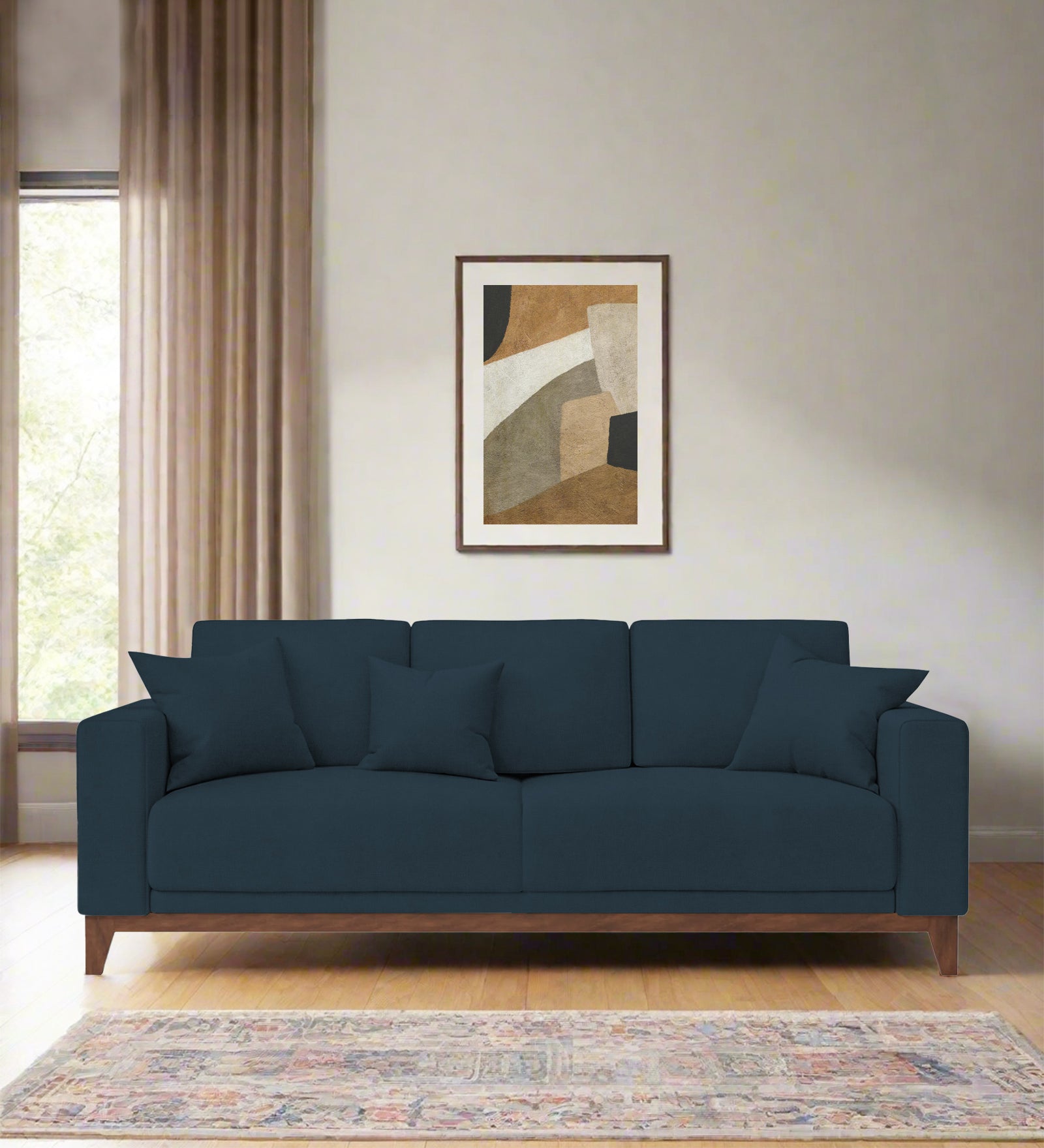 Luca Fabric 3 Seater Sofa In Cool Blue Colour - Febonic Living