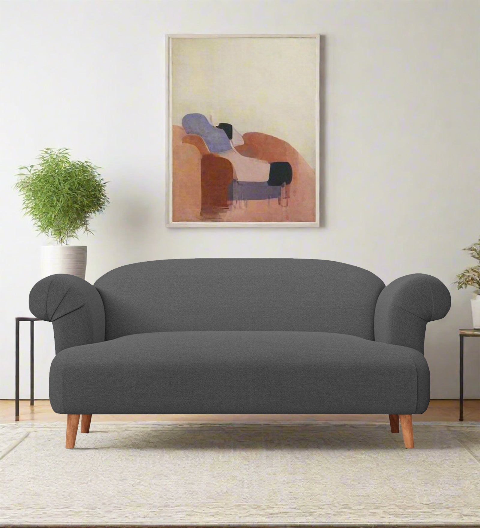 Barber Fabric 2 Seater Sofa In Stone Grey Colour - Febonic Living