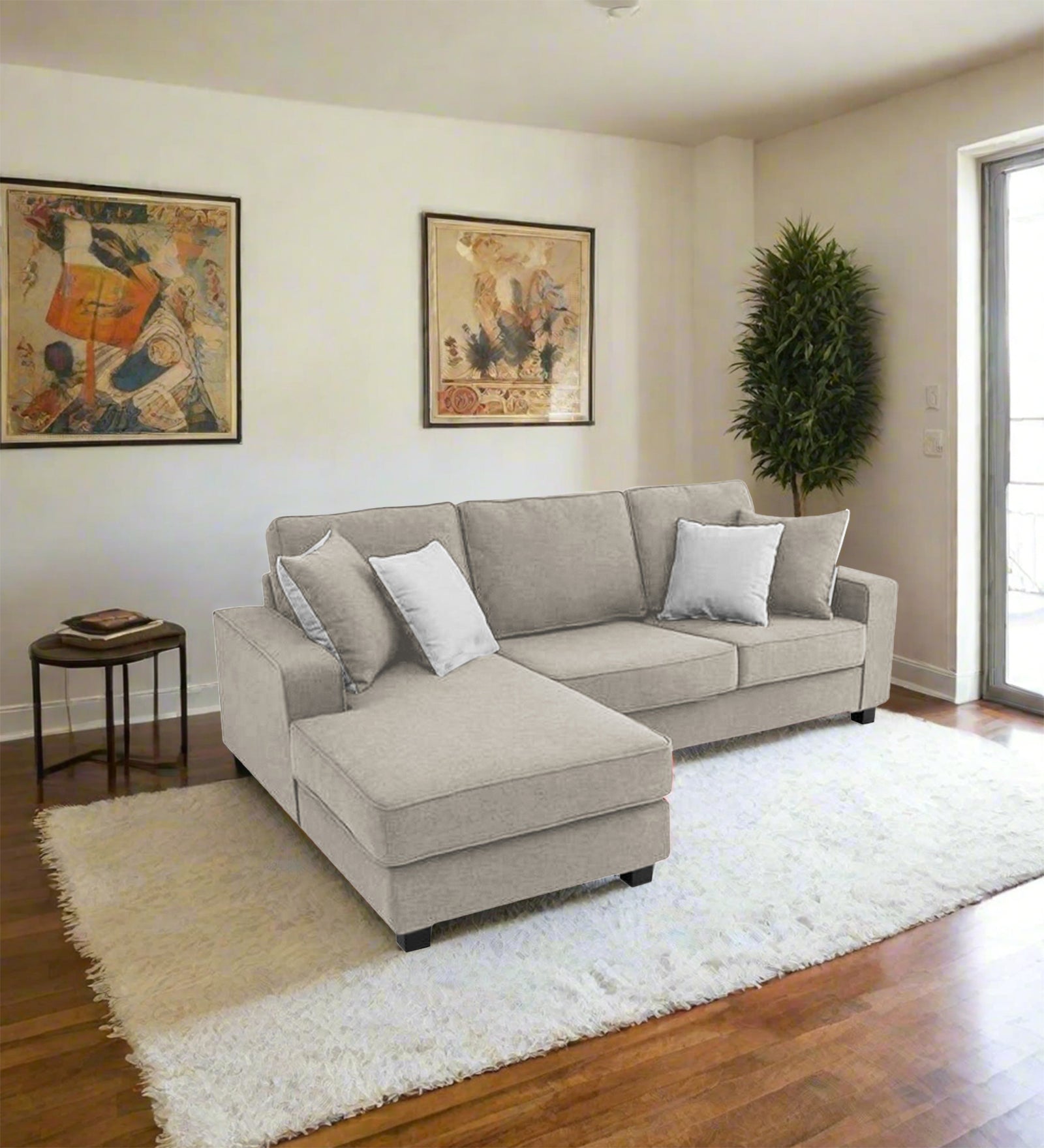 Ladybug Fabric RHS Sectional Sofa (2+Lounger) In Ash Grey Colour - Febonic Living