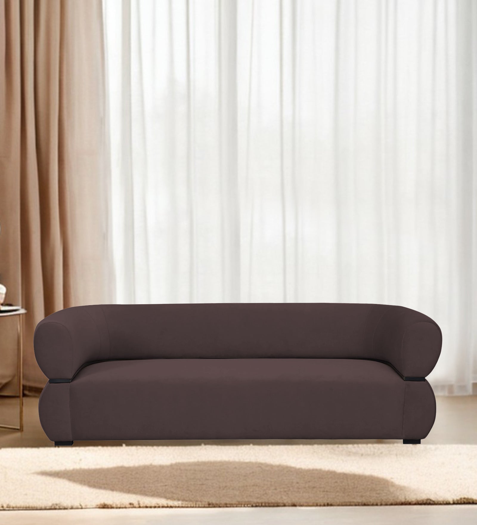 Kula Velvet 3 Seater Sofa In Mocha Brown Colour - Febonic Living