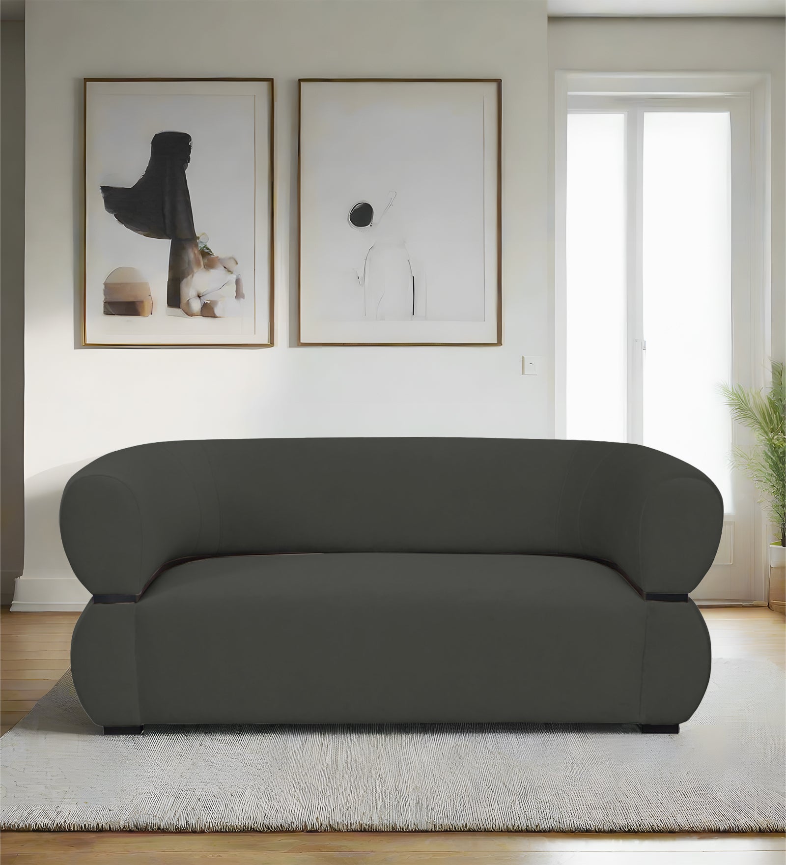 Kula Velvet 2 Seater Sofa In Hory Grey Colour - Febonic Living