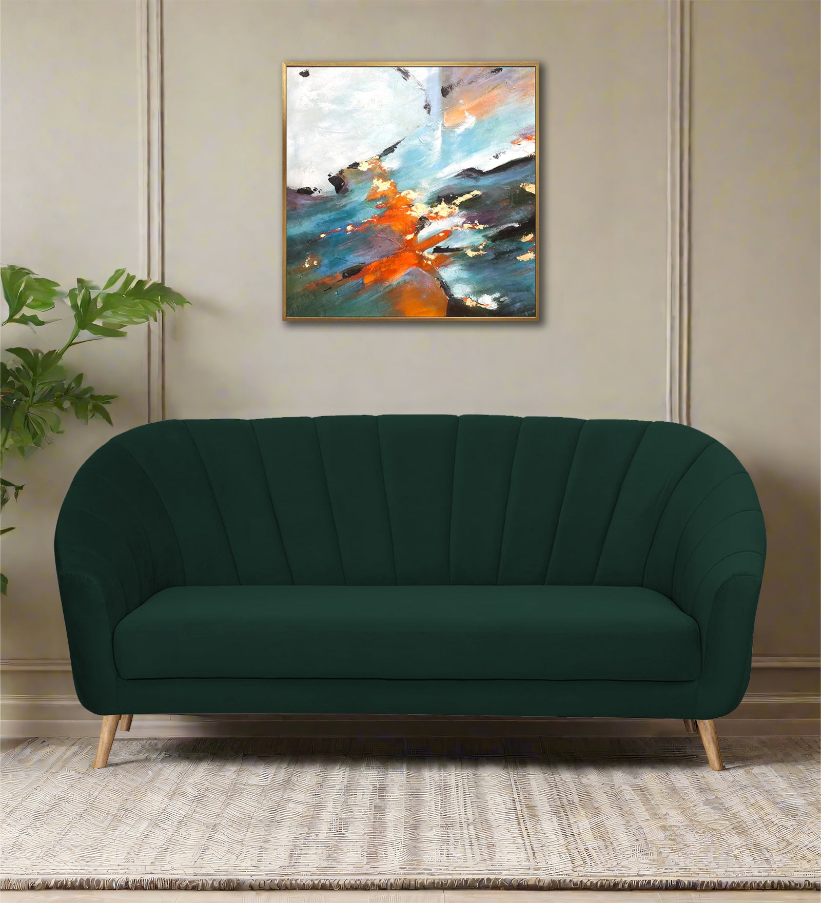 Kaylee Velvet 3 Seater Sofa In Forest Green Colour - Febonic Living