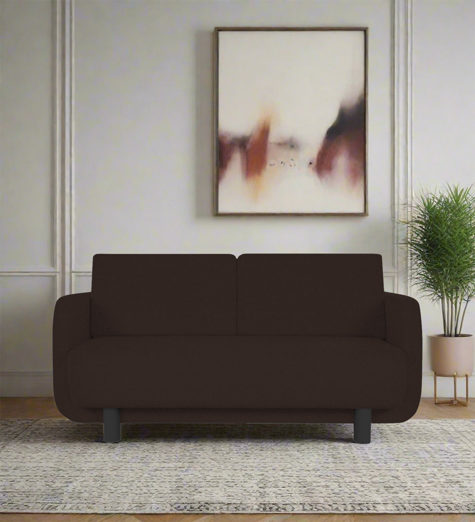 Varu Fabric 2 Seater Sofa In Coffee Brown Colour - Febonic Living