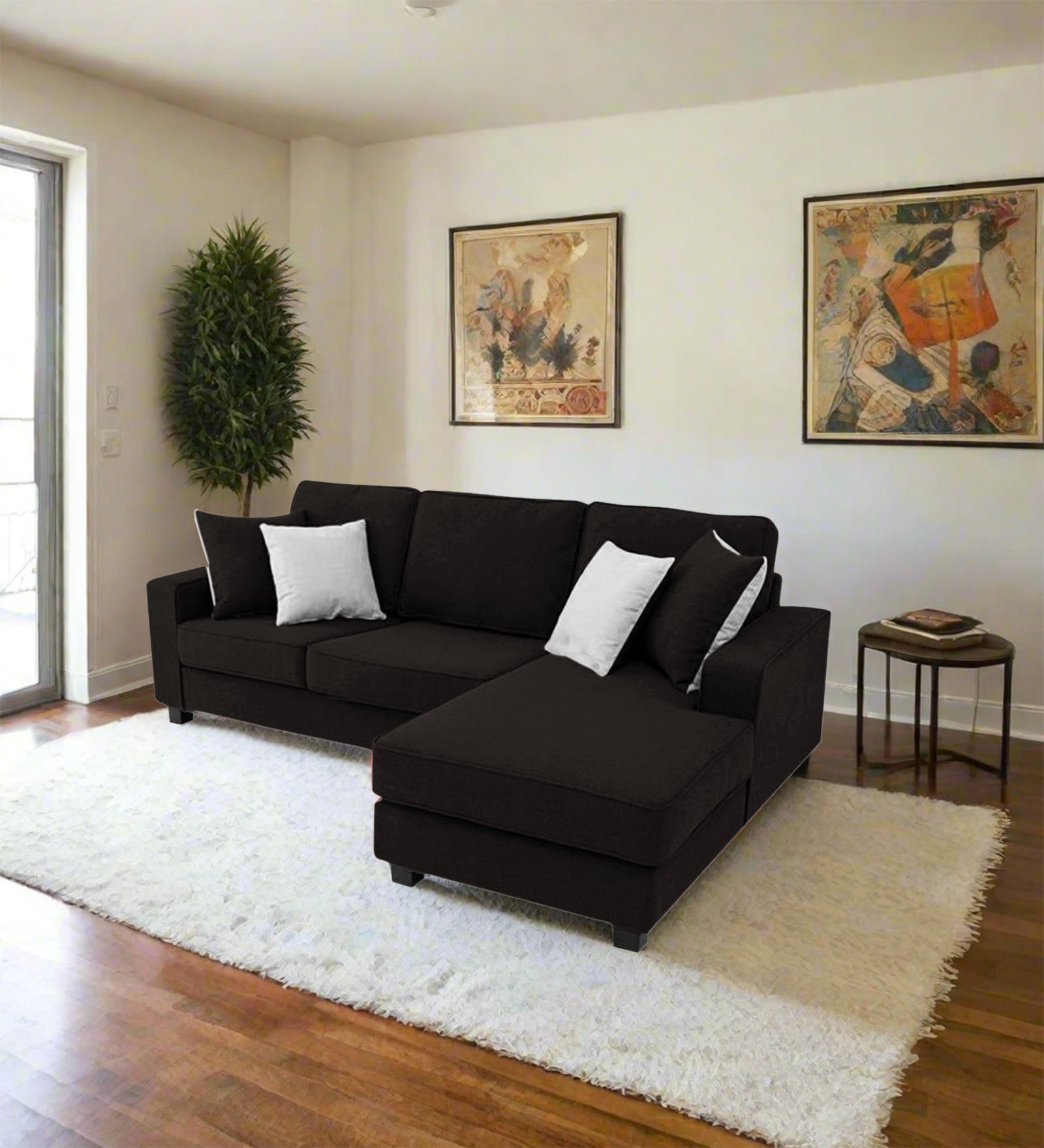 Ladybug Fabric LHS Sectional Sofa (2+Lounger) In Cara Brown Colour - Febonic Living