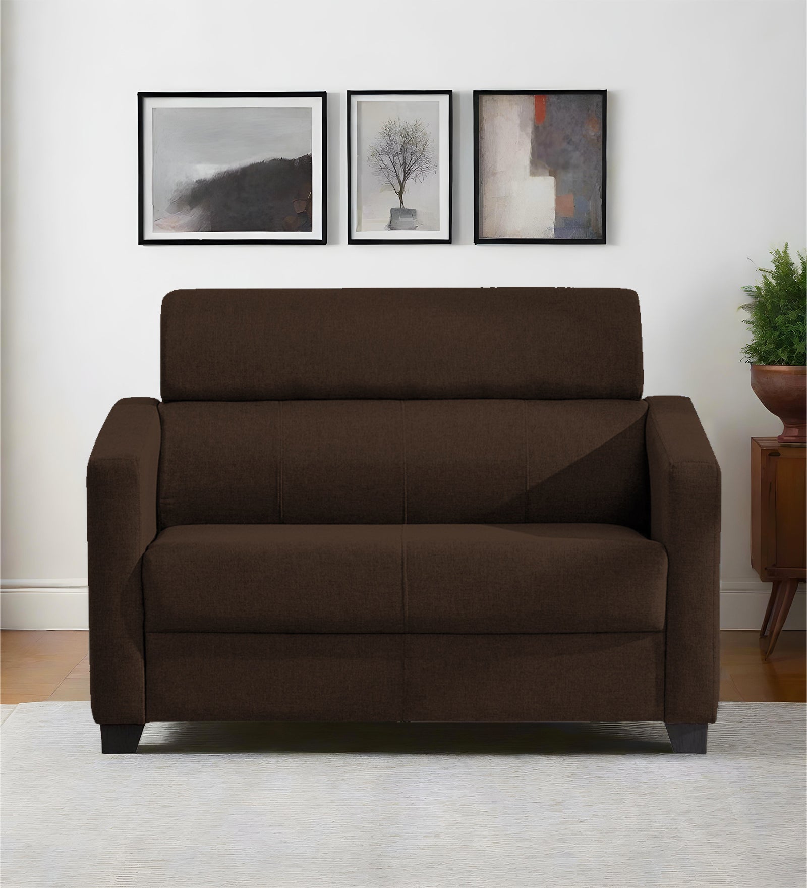 Devo Fabric 2 Seater Sofa In Cidar Brown Colour - Febonic Living
