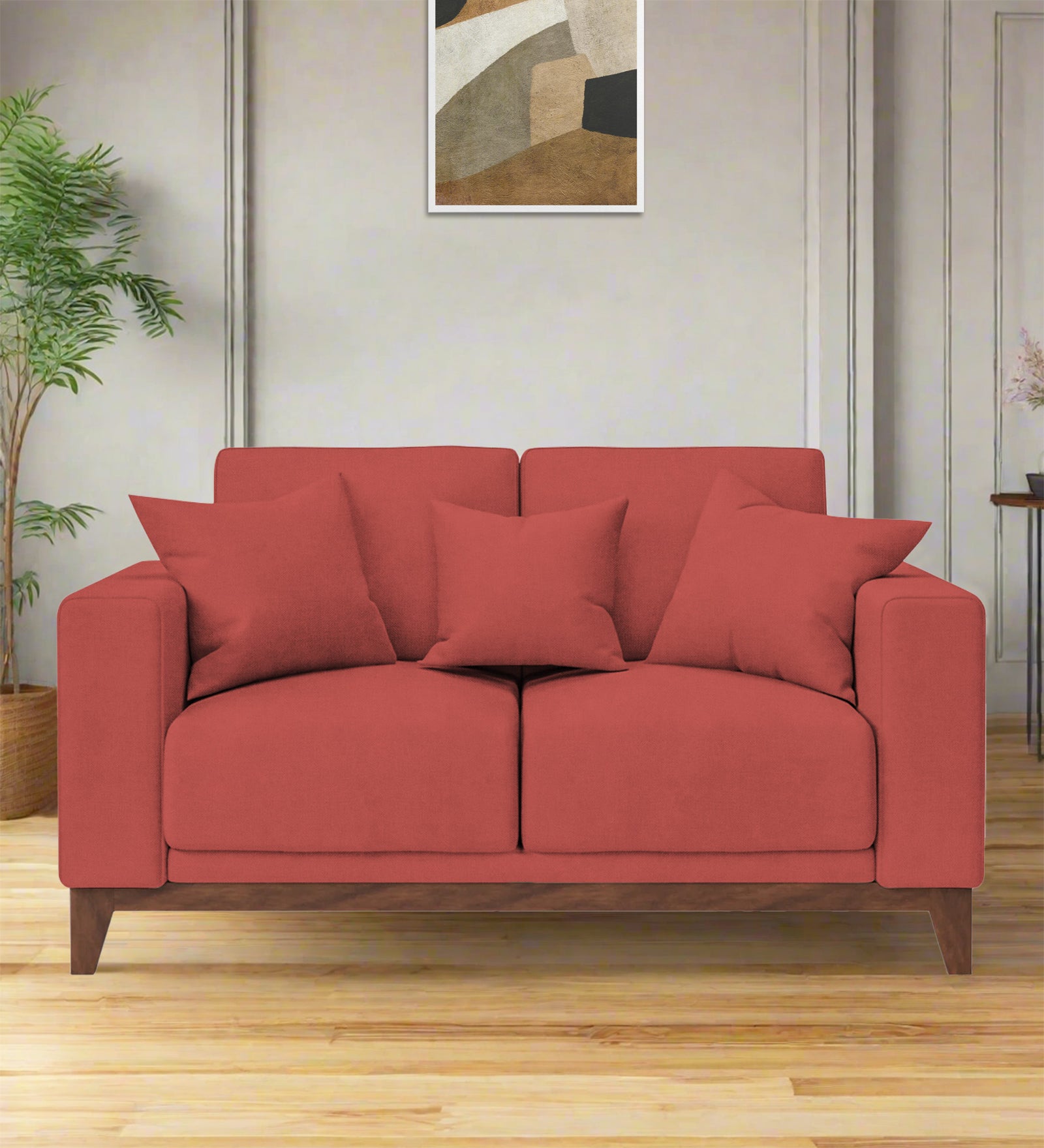 Luca Fabric 2 Seater Sofa In Salmon Pink Colour - Febonic Living