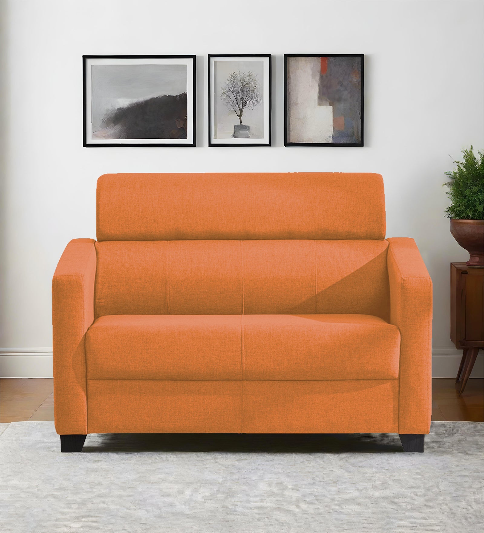 Devo Fabric 2 Seater Sofa In Dark Orange Colour - Febonic Living