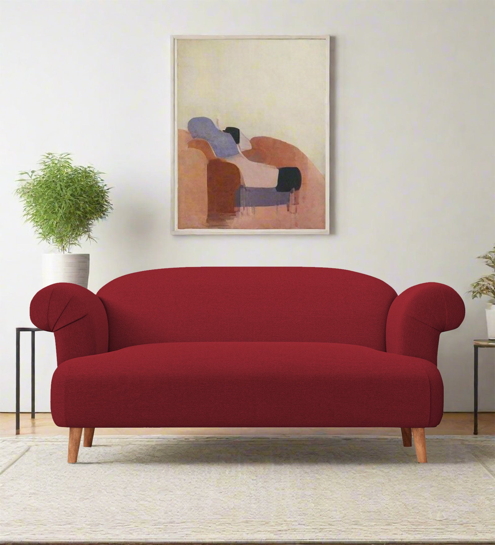 Barber Fabric 2 Seater Sofa In Chilli Red Colour - Febonic Living