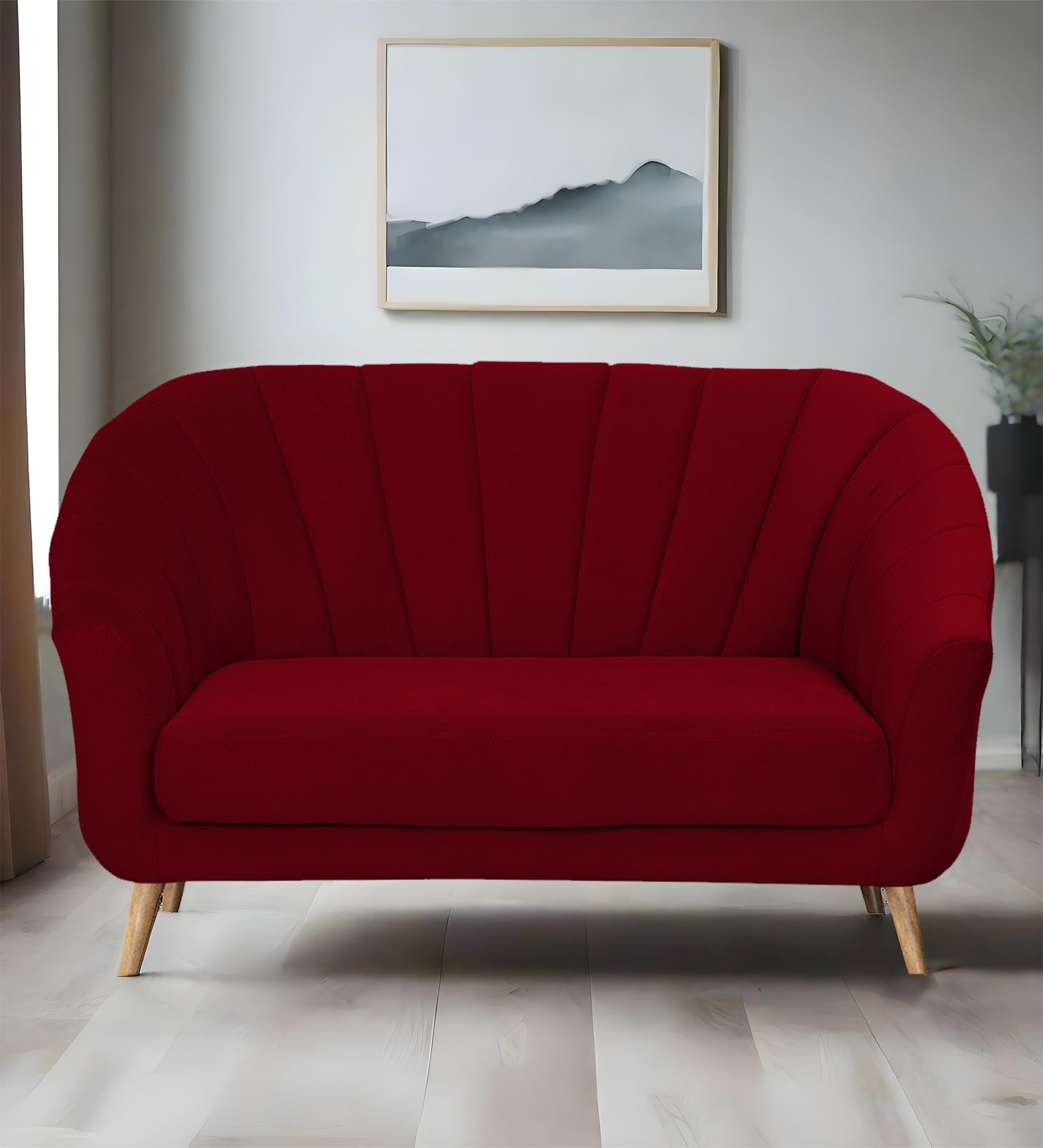 Kaylee Velvet 2 Seater Sofa In Cherry Red Colour - Febonic Living