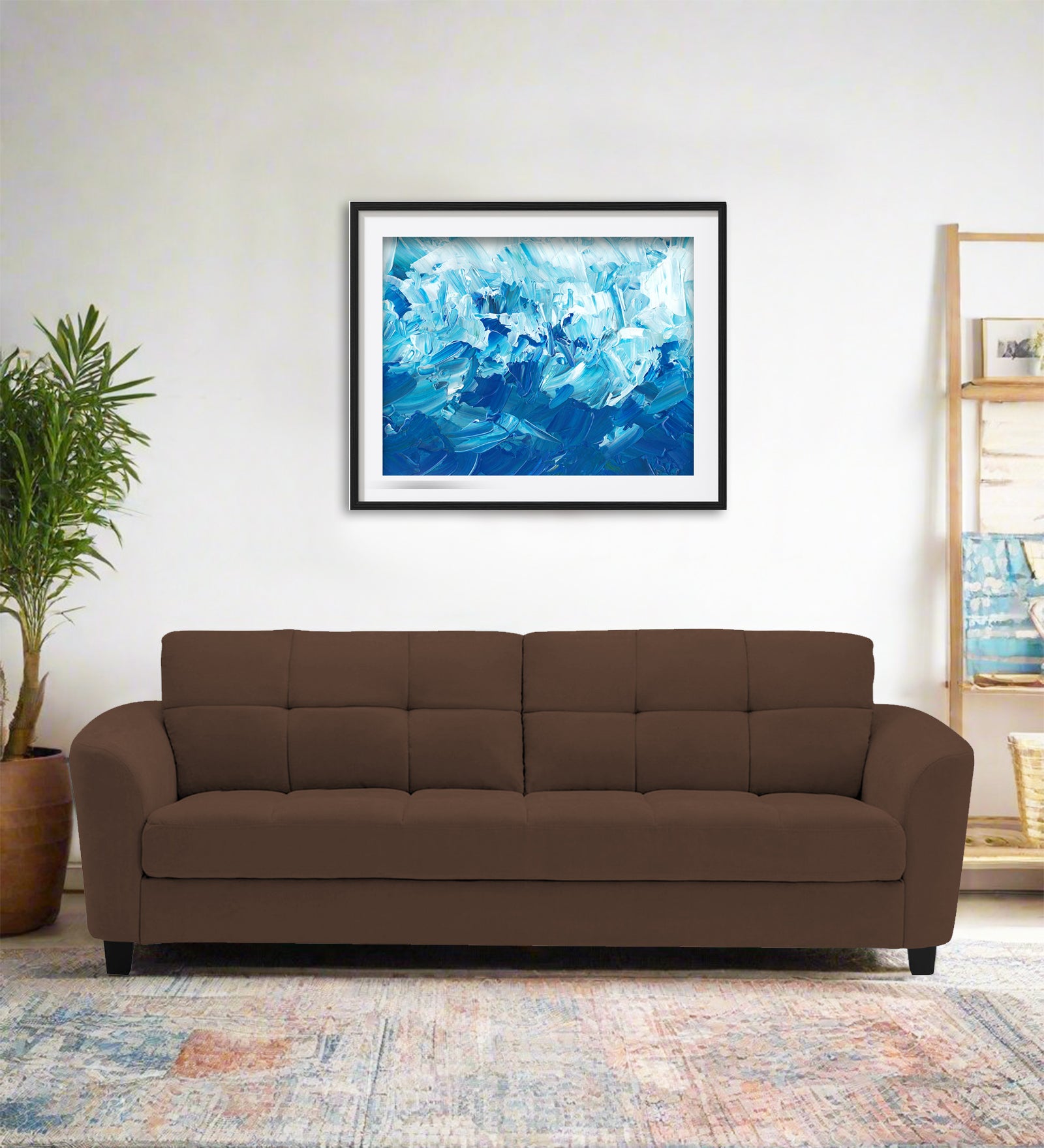 Mulan Fabric 3 Seater Sofa In Ash Brown Colour - Febonic Living
