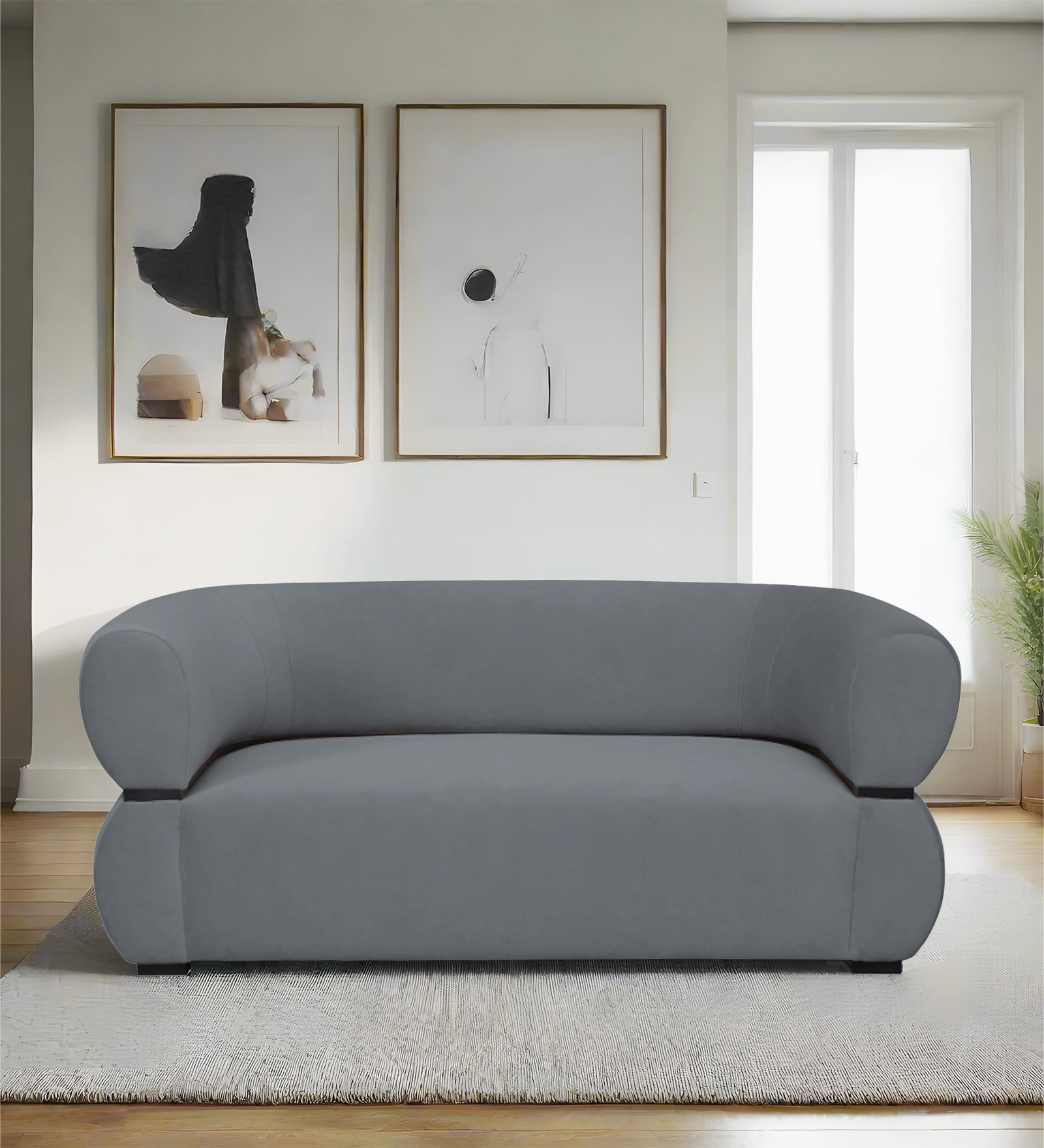Kula Velvet 2 Seater Sofa In Pubble Grey Colour - Febonic Living