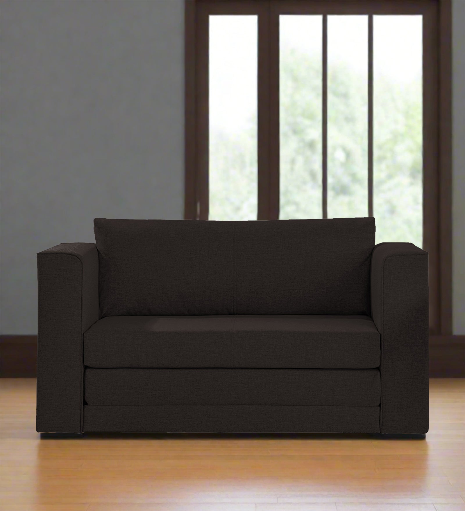Kenia Fabric 2 Seater Foldable Sofa Cum Bed In Cara Brown Colour - Febonic Living