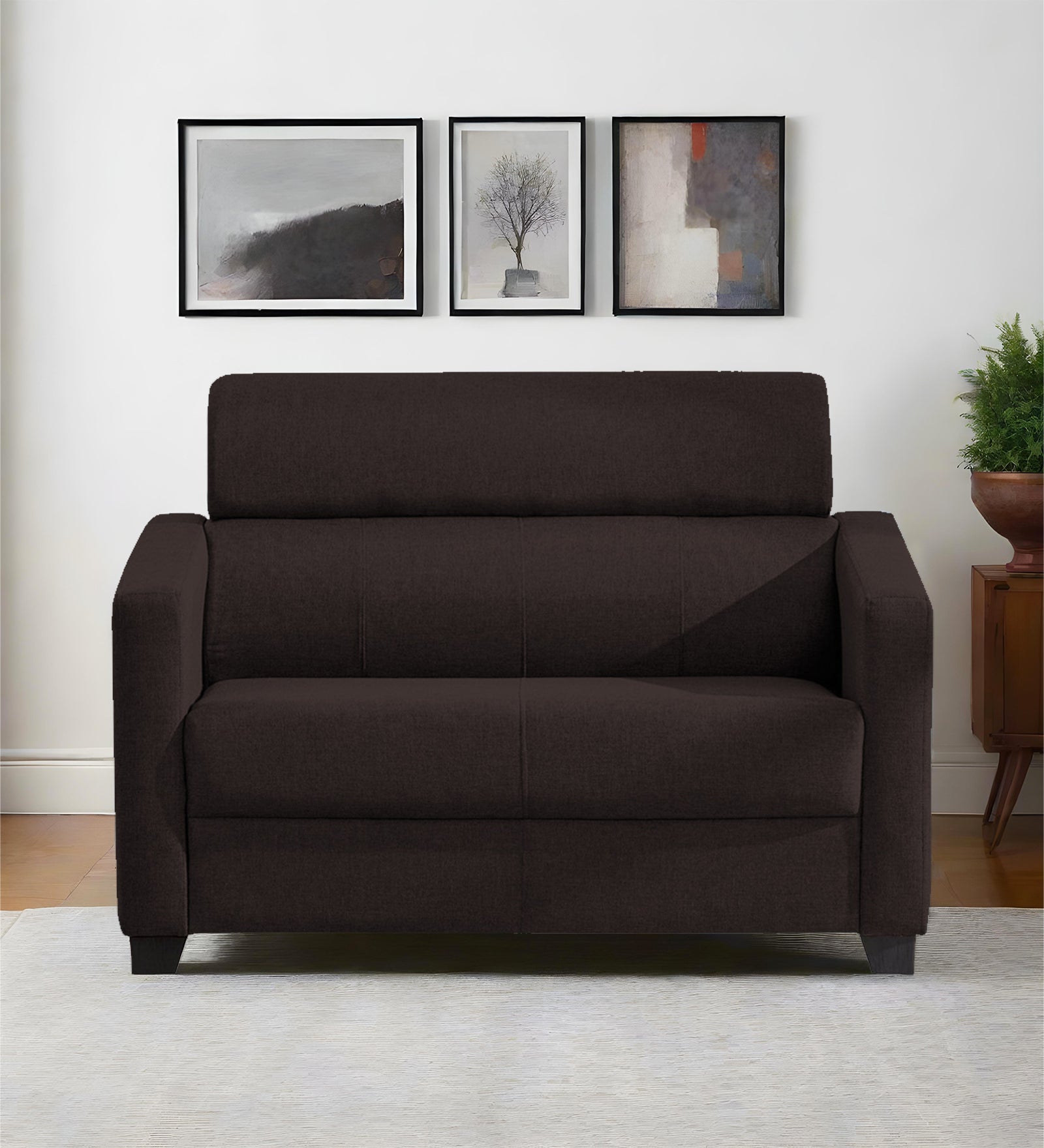Devo Fabric 2 Seater Sofa In Dark Brown Colour